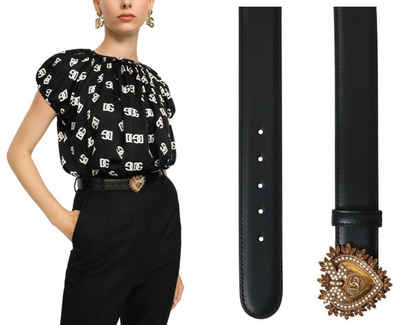 DOLCE & GABBANA Ledergürtel Dolce & Gabbana Devotion Buckle Belt Gürtel Embellished Heart Luxury I