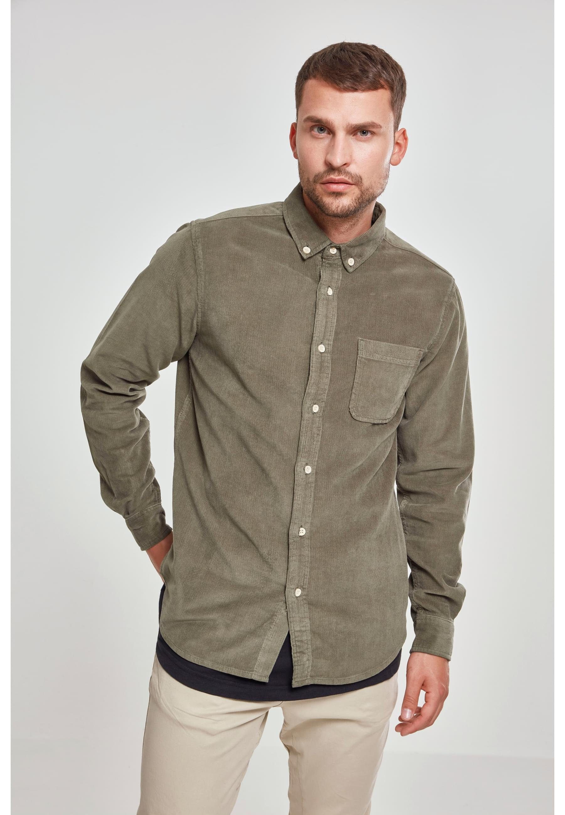 (1-tlg) olive Herren Corduroy Shirt Langarmhemd URBAN CLASSICS