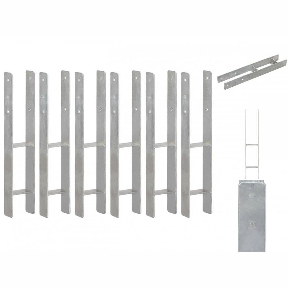 vidaXL Einschlagbodenhülse Pfostenträger 6 Stk Silbern 10660 cm Verzinkter Stahl | Pfostenanker