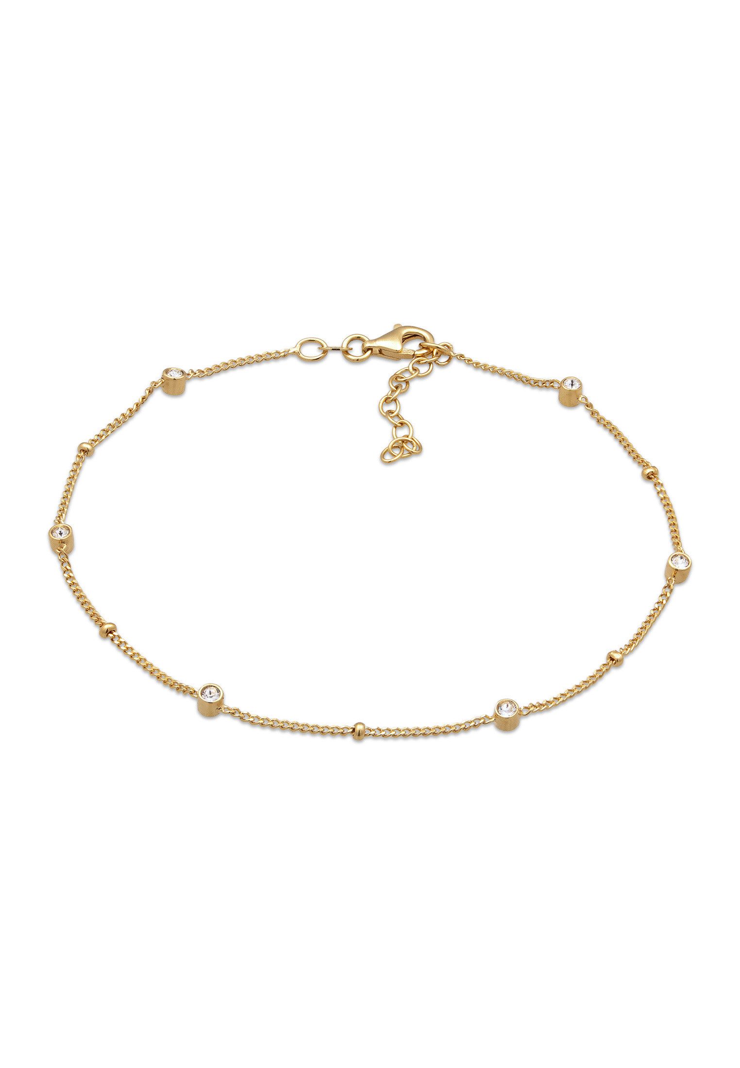 Fußkette Fußkette Weiß 925 Sterling Silber, mit Kristallen von Swarovski®