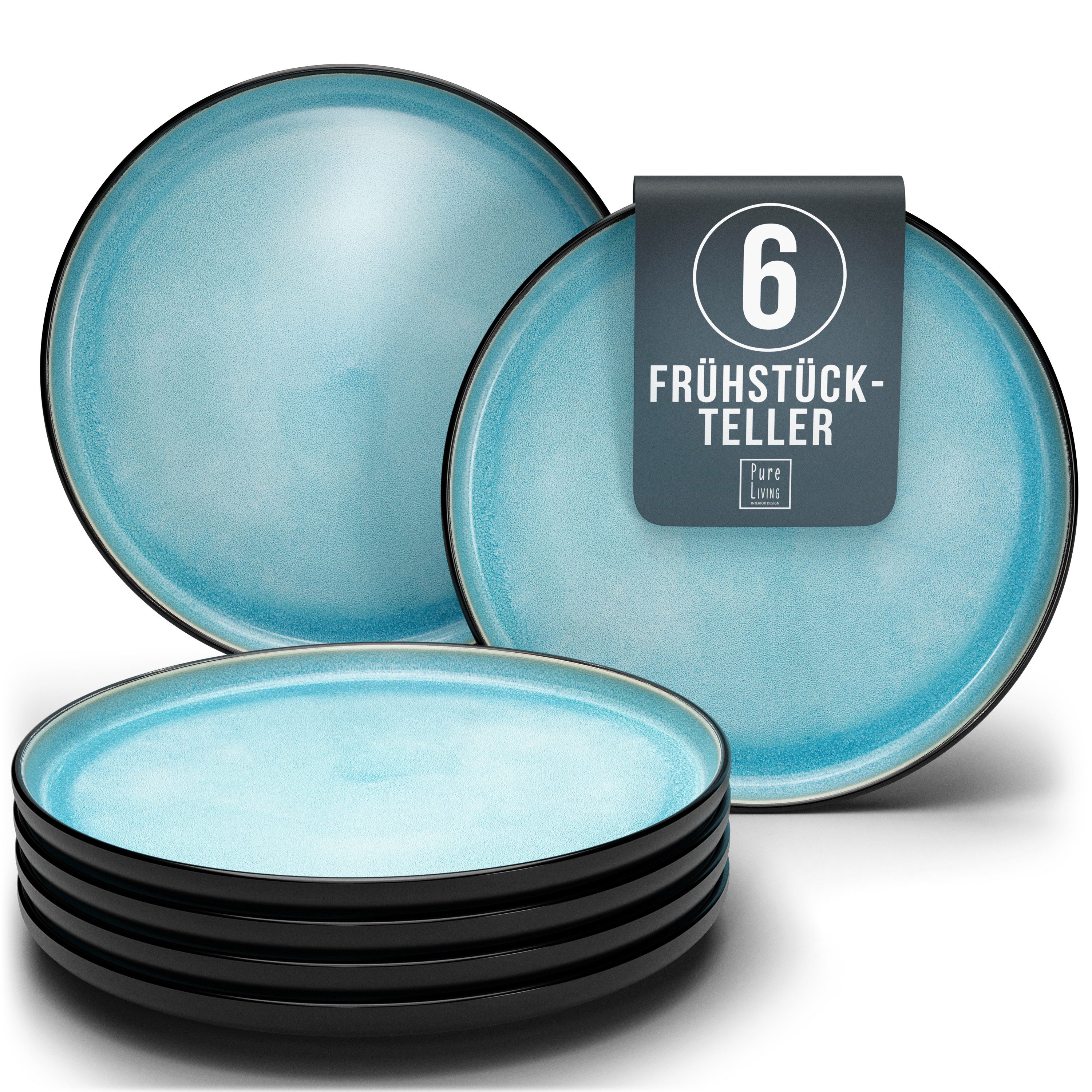 Geschirr-Set Pure Living Dessertteller 6er 20cm »Ibiza«, Steingut, Aquamarin