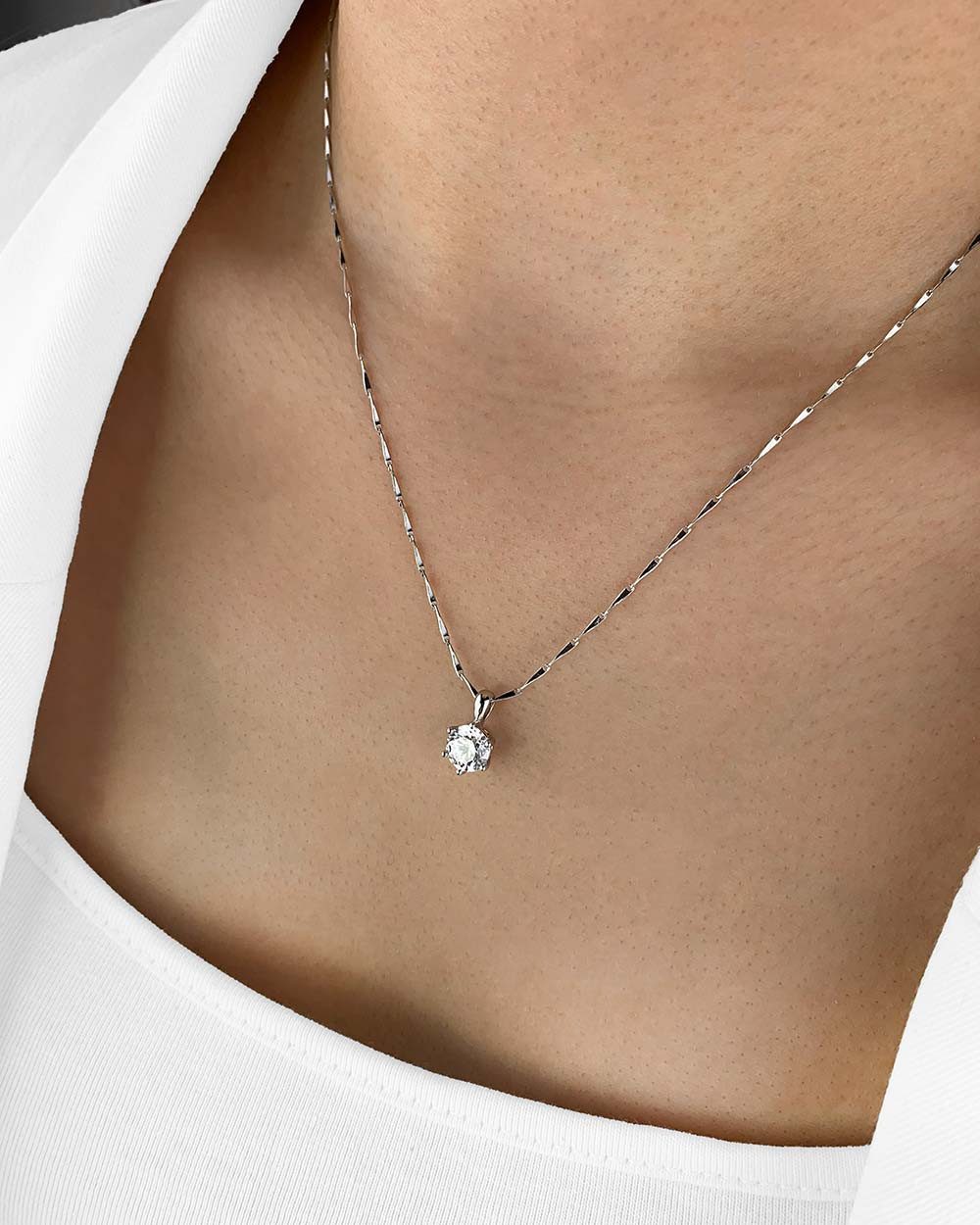 DANIEL CLIFFORD Kette mit Anhänger 'Rosalie' Damen Halskette Silber 925 Solitär Anhänger Kristall (inkl. Verpackung), feine Silberkette 45cm, Kristallanhänger w – Bild 2 von 4