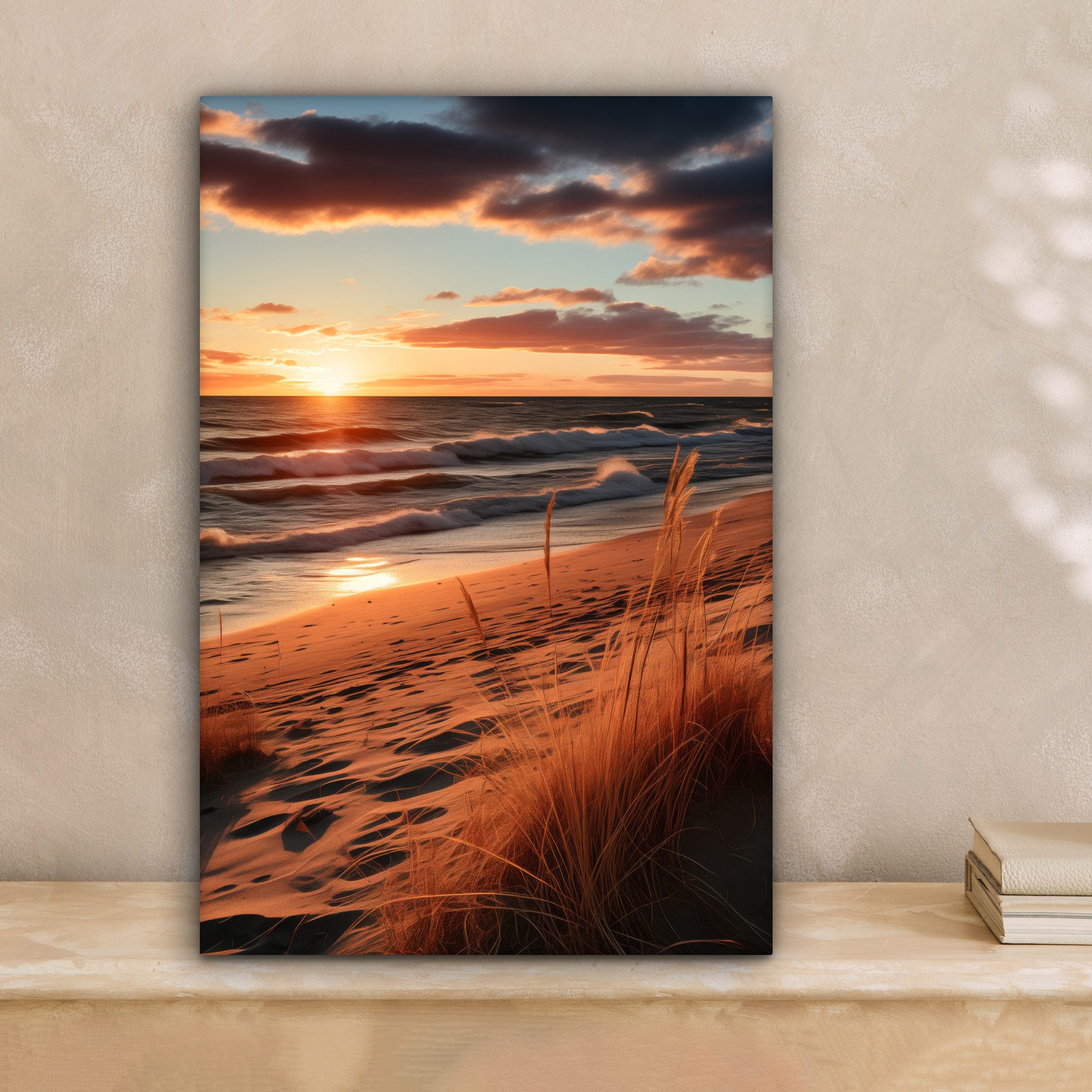 OneMillionCanvasses® Leinwandbild Strand - Sonnenuntergang - günstig online kaufen