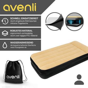 Avenli Luftbett selbstaufblasendes Luftbett 196 x 97 x 47 cm, (Luftmatratze für 1 Person, aufblasbar mit integrierter Elektropumpe und Tragetasche), Gästebett mit integrierter Pumpe