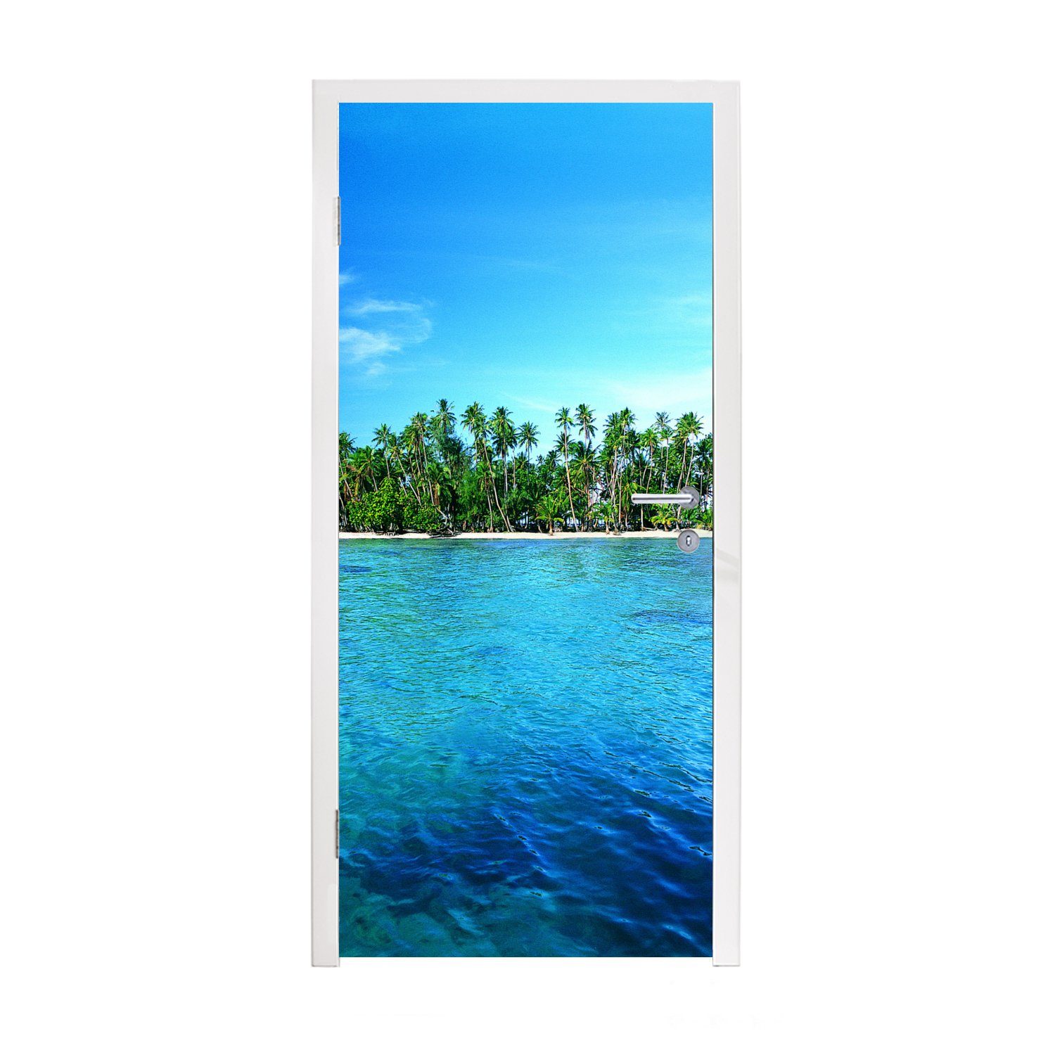 MuchoWow Türtapete Insel - Tropen - Meer, Matt, bedruckt, (1 St), Fototapete für Tür, Türaufkleber, 75x205 cm