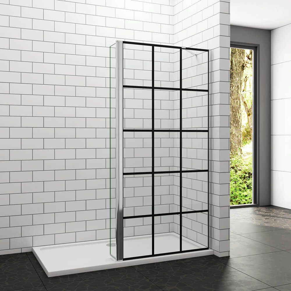 Duschwand 80-140cm + 30/40cm Nano Glas Duschkabine Walk in Duschtrennwand