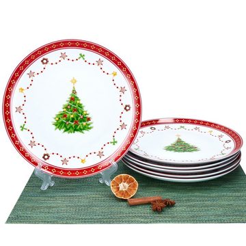 MamboCat Frühstücksteller 6x Weihnachtstraum Kuchenteller Porzellan Dessert-Teller Weihnachten