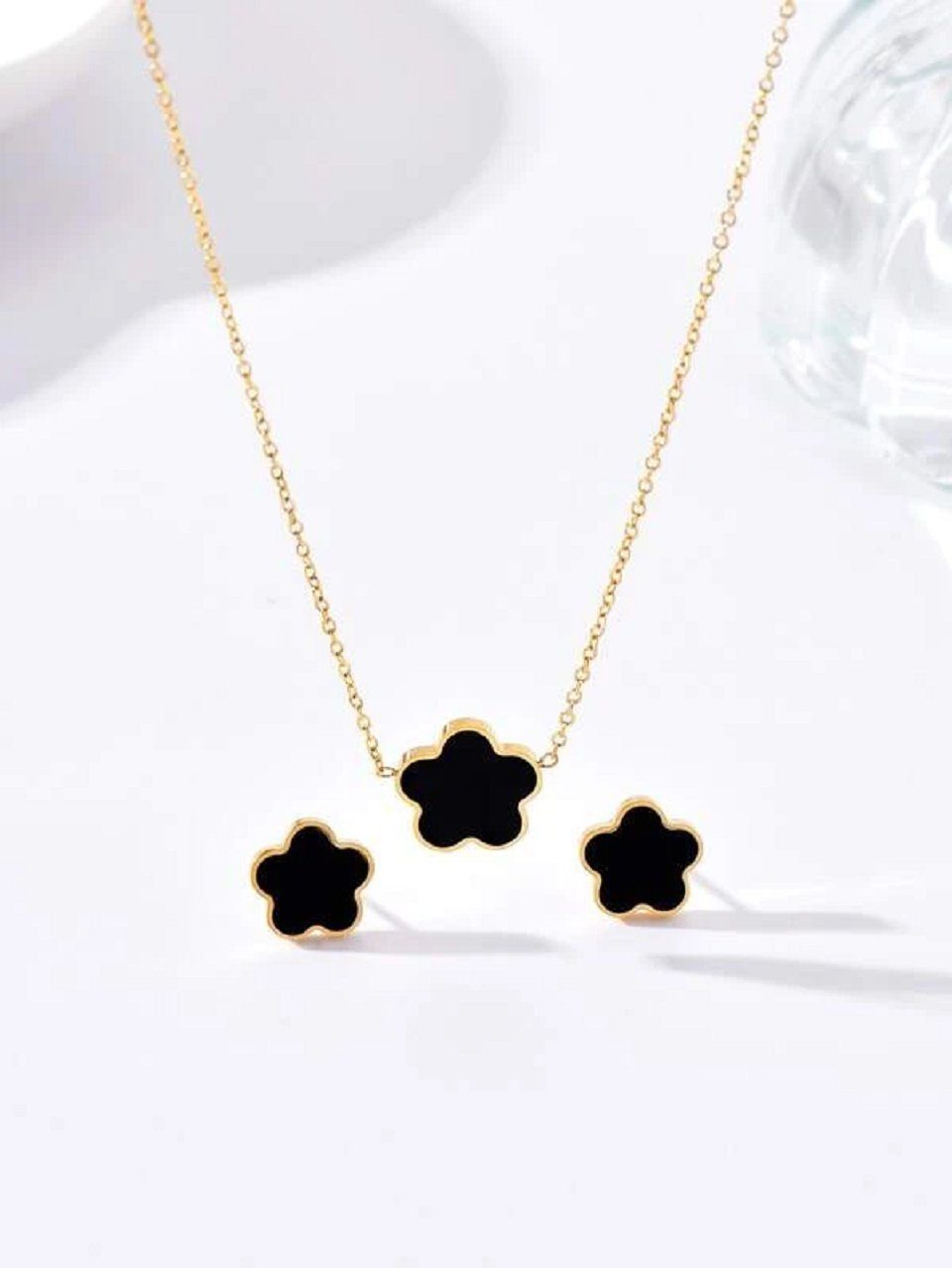 GOLDKLEIN Schmuckset Blumen Edelstahl Ohrringe Halskette günstig online kaufen