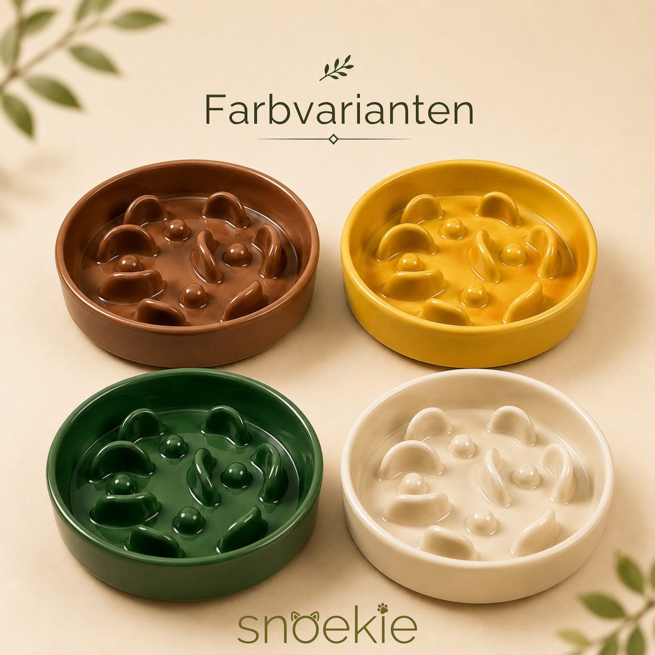 SNOEKIE Napf snoekie Porzellan Flacher Anti-Schling-Napf Hunde, Katzen 15×15×3.5cm