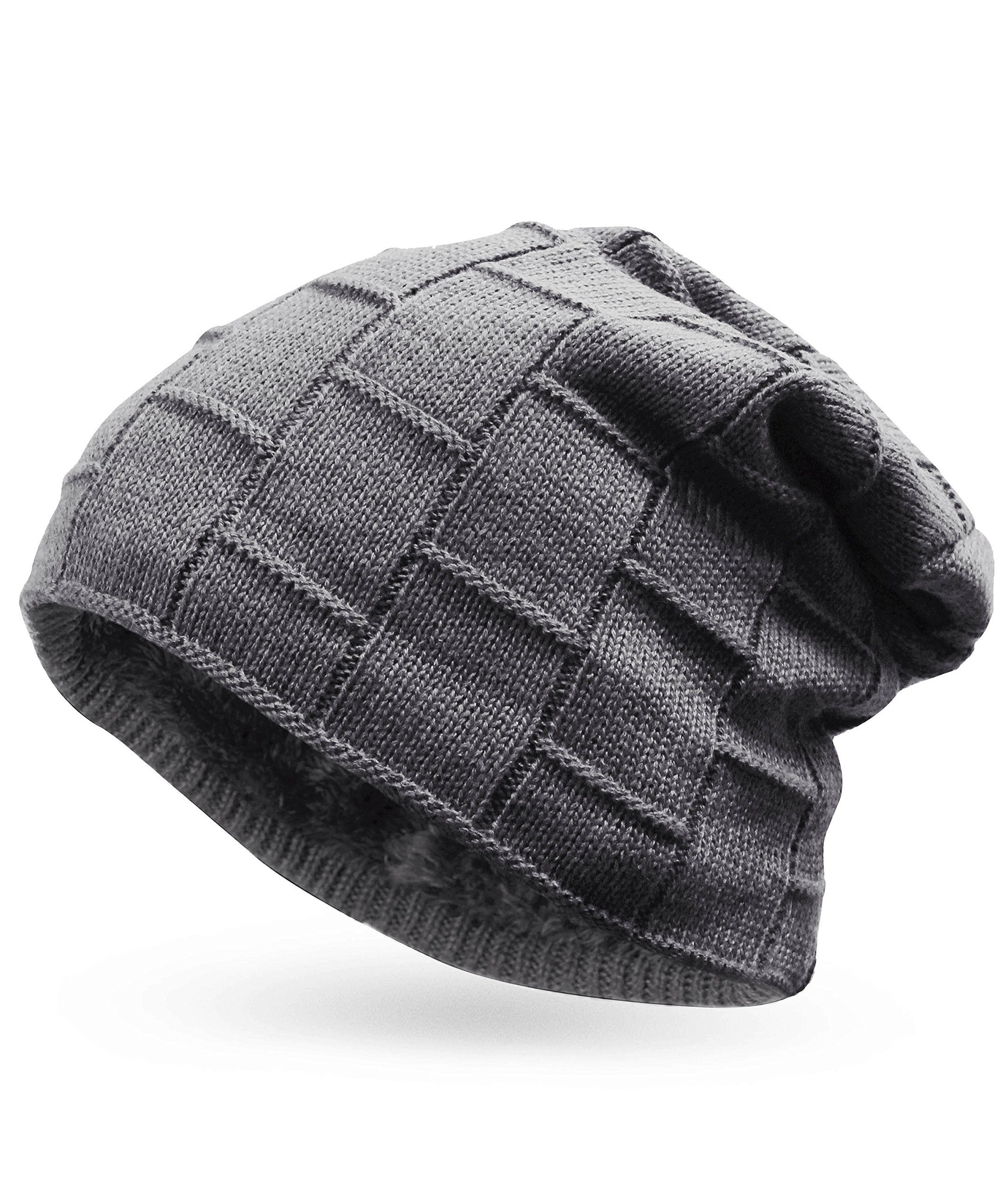 Strickmütze warmem & Long M1001 mit Unisex Mütze gefüttert Beanie Slouch Teddyfleece, Herren Grau Vanessa Damen Beanie Melissa