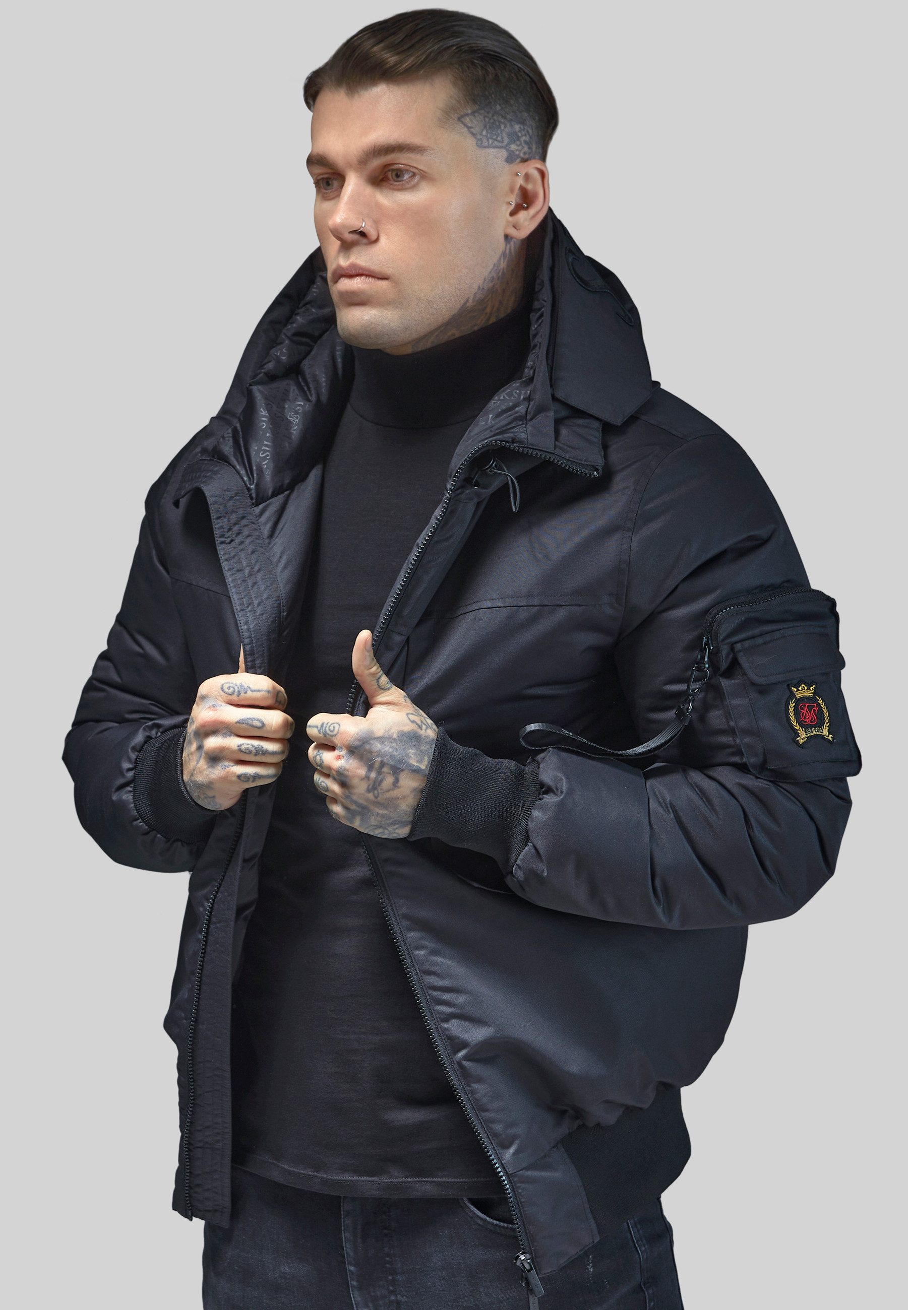 Siksilk Bomberjacke SikSilk Herren Schwarze Bomberjacke günstig online kaufen
