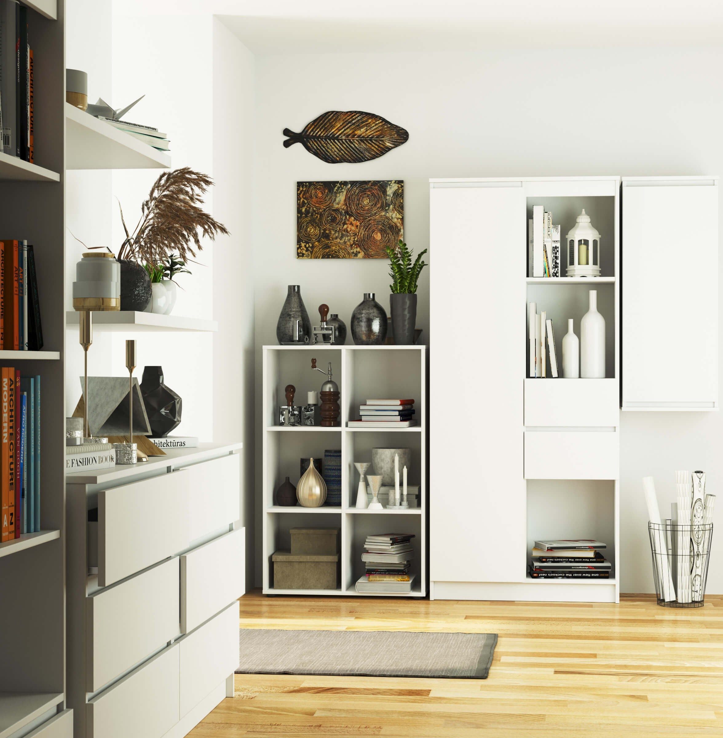 Raumhirsch Furniture Standregal Elegantes Bücherregal QUAD 6 - Vielseitig & Modern - Standregal, Stilvolles Design, 180 x 60 x 30 cm, Robuste Laminatplatte