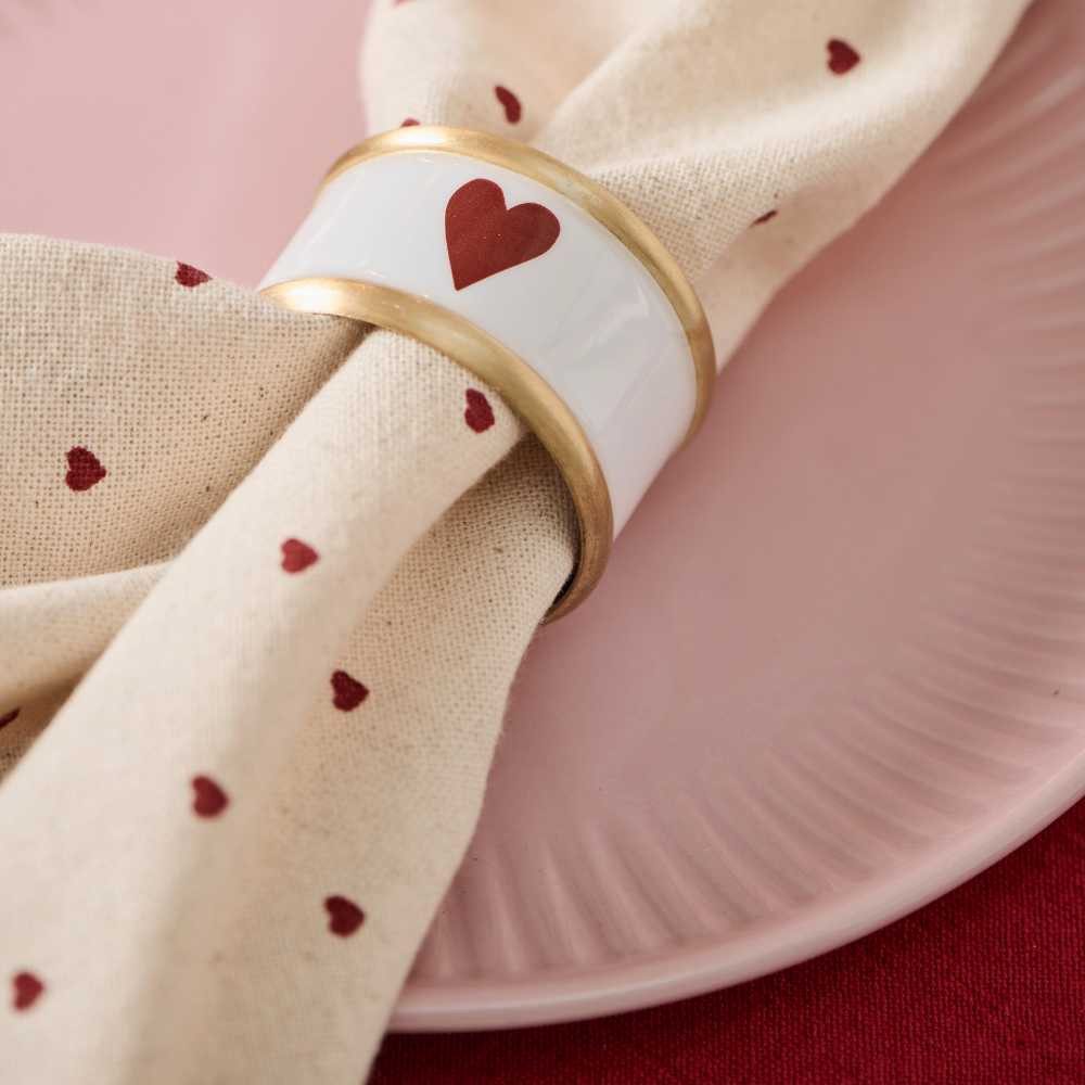 Ib Laursen Stoffserviette IB Laursen Stoffserviette VALENTIN Natur mit Roten Herzen