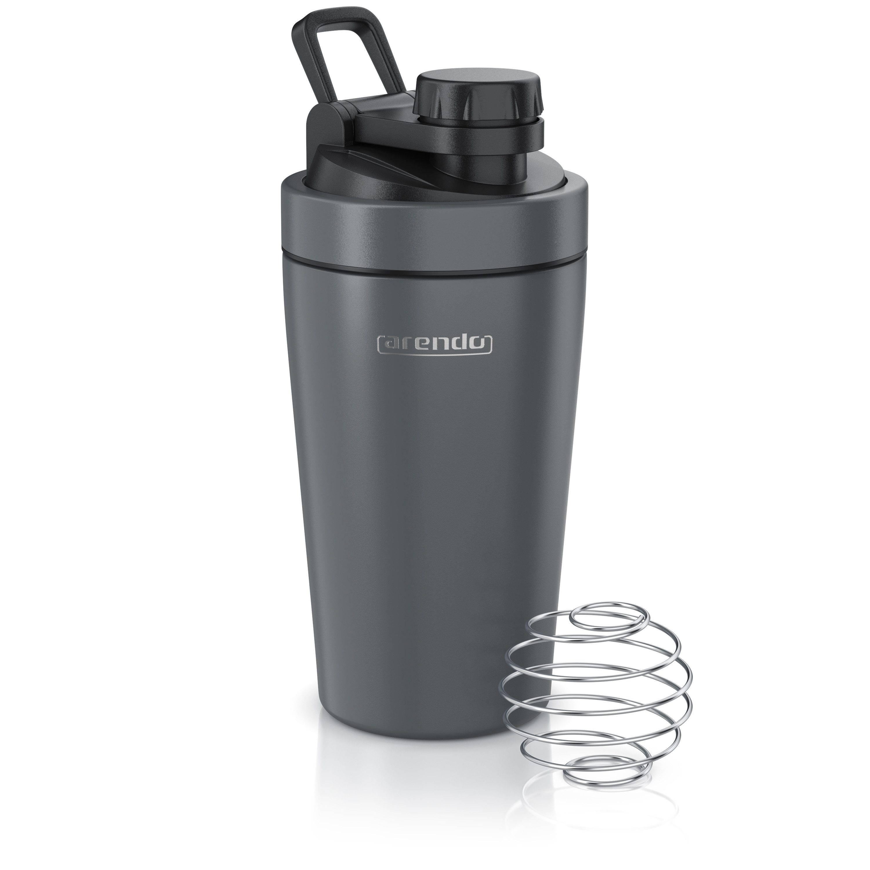 Arendo Protein Shaker Edelstahl Eiweißshaker 500 ml, verschließbar, bruchfest, BPA-frei, Edelstahl, (1-tlg), auslaufsicher, spülmaschinengeeignet, mit Tragegriff und Mixball