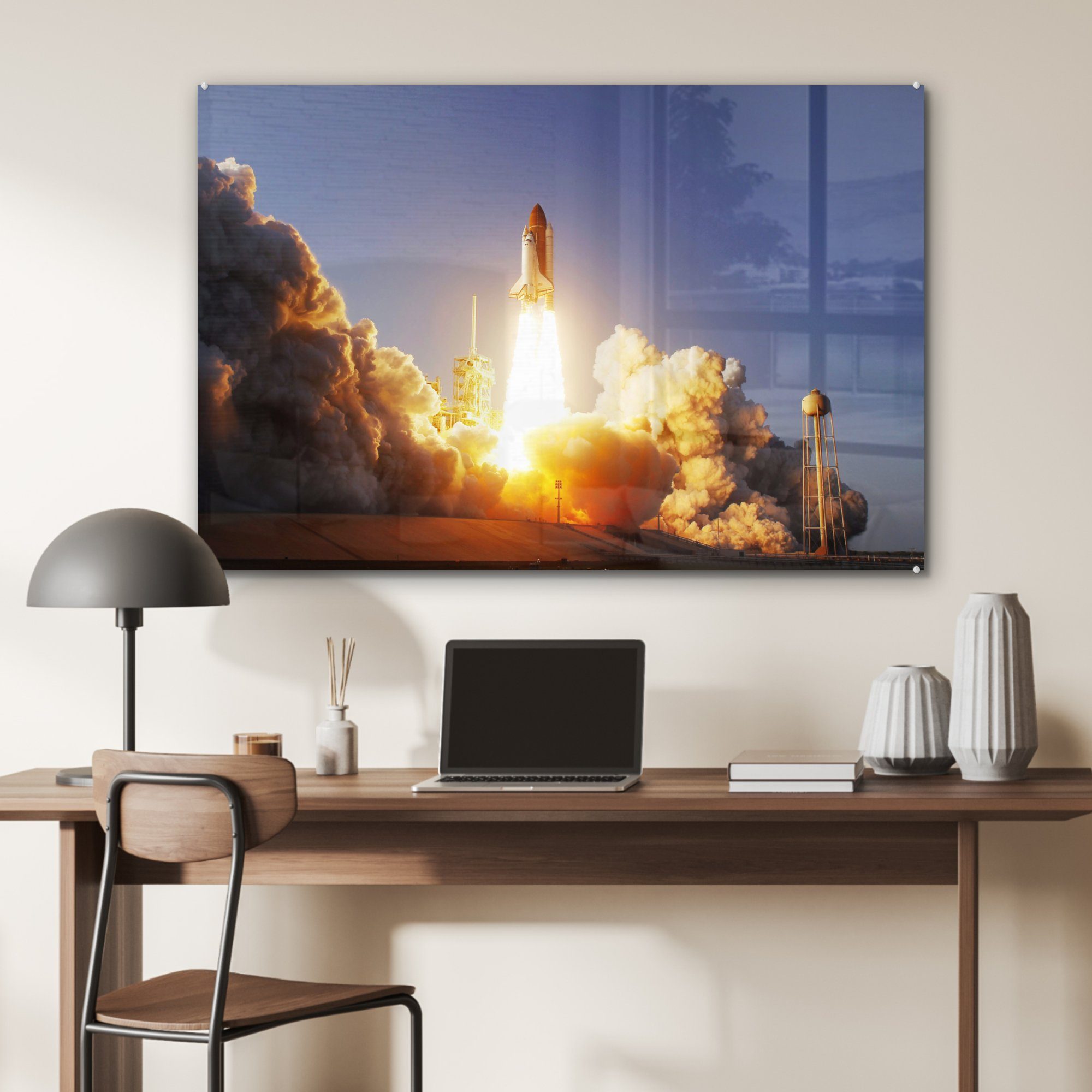 Space - Schlafzimmer Acrylglasbilder (1 Shuttle MuchoWow & Rakete St), - Acrylglasbild NASA, Wohnzimmer