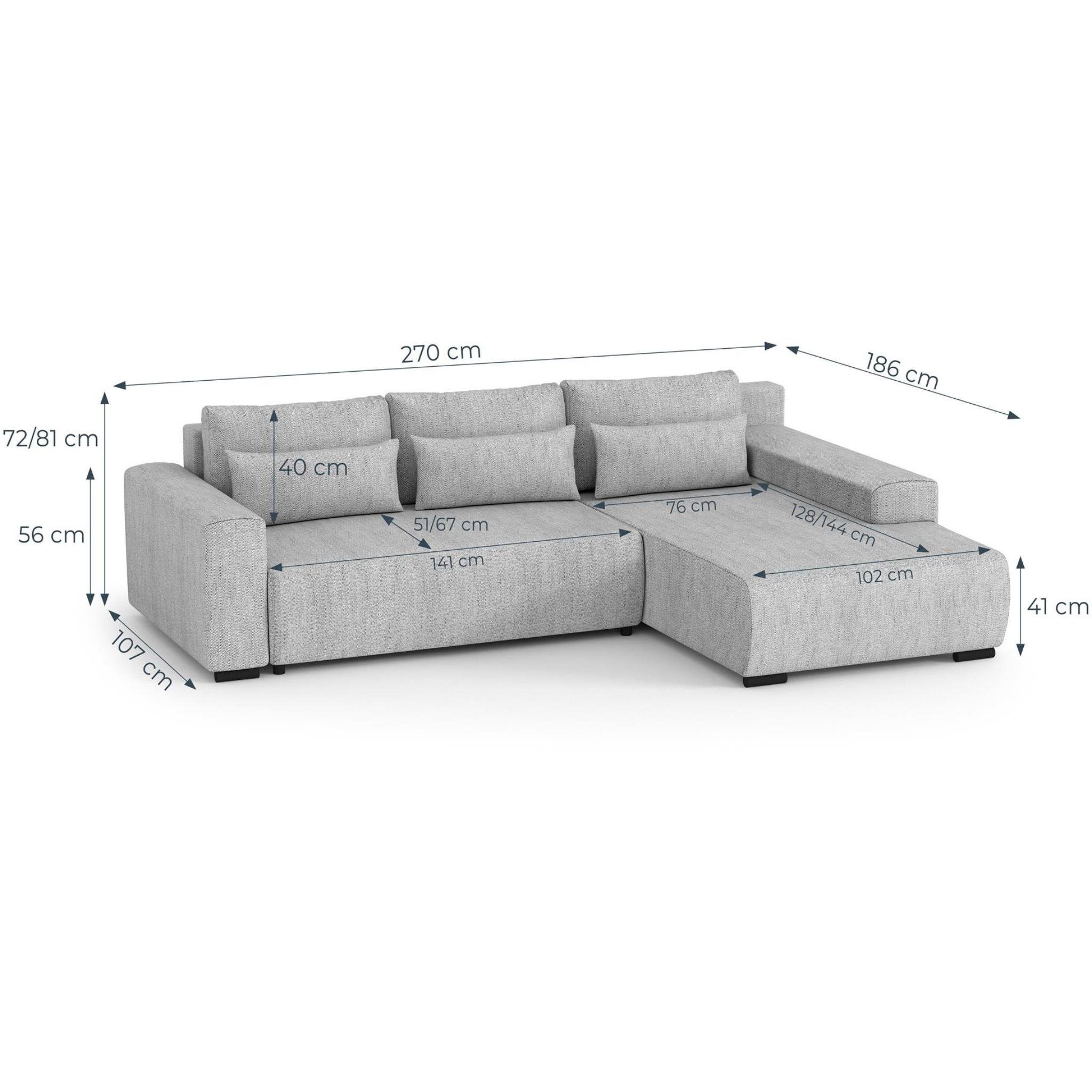 Benny, im Design, Bettkasten, Ecksofa Schlaffunktion, modernes L-förmiges aus Cordstoff Wellenfedern, Polsterecke inkl. stilvoll Beautysofa Corner Sofa