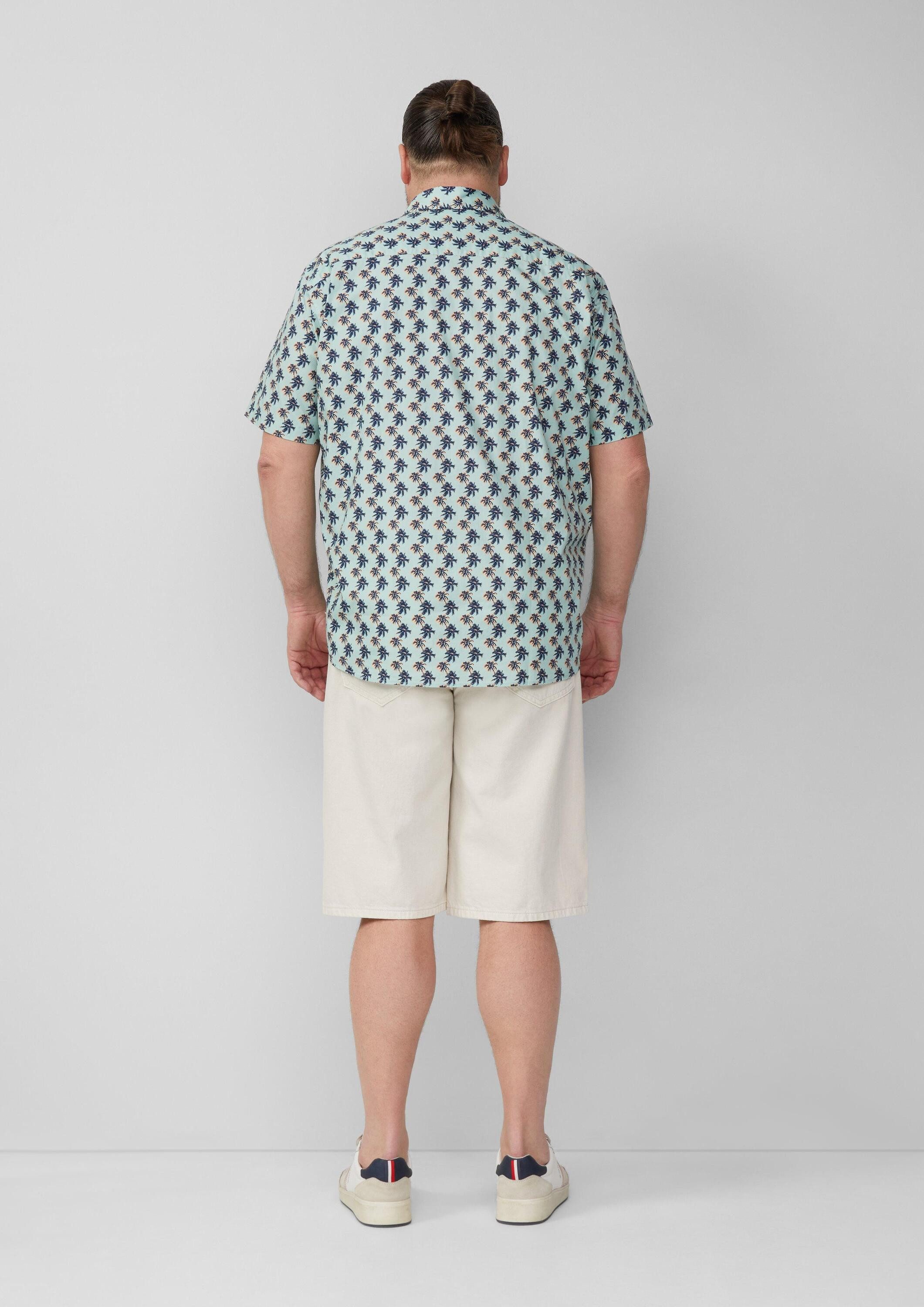 s.Oliver Kurzarmhemd Hemd Regular Fit: Gemustertes Kurzarmhemd aus Baumwollstretch