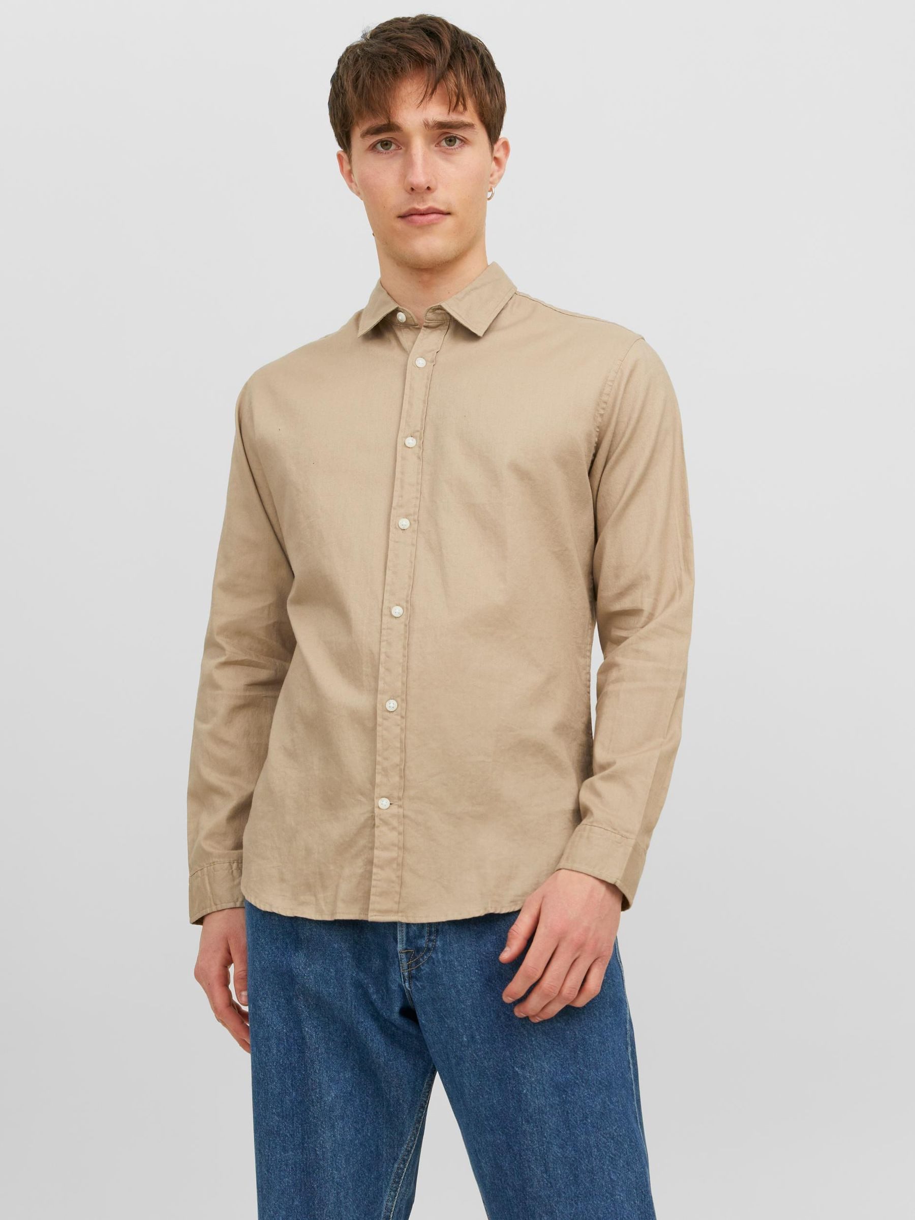 Jack & Jones Langarmhemd Slim Fit JJEGINGHAM für Herren JJEGINGHAM TWILL SHIRT L/S NOOS