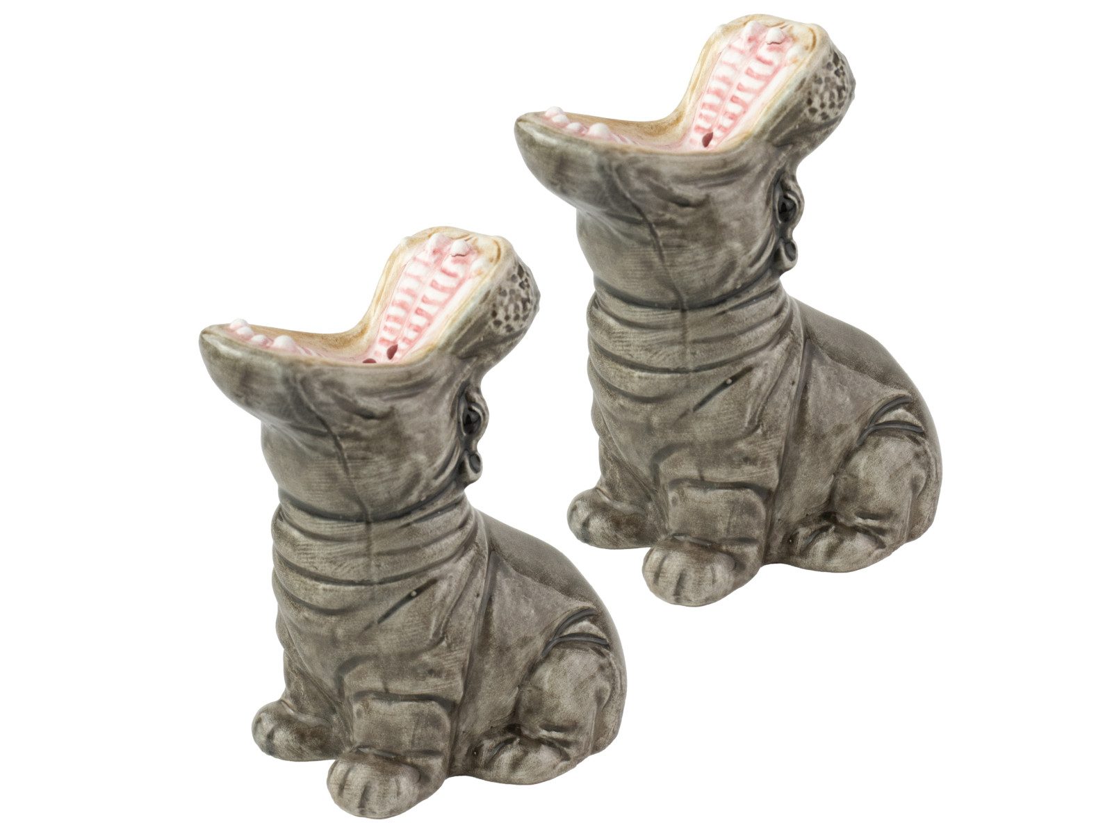 Donkey Products Salz- / Pfefferstreuer Hungry Hippos Salz- und Pefferstreuer-Set grau, (Salz-& Pfefferstreuer-/mühlen)