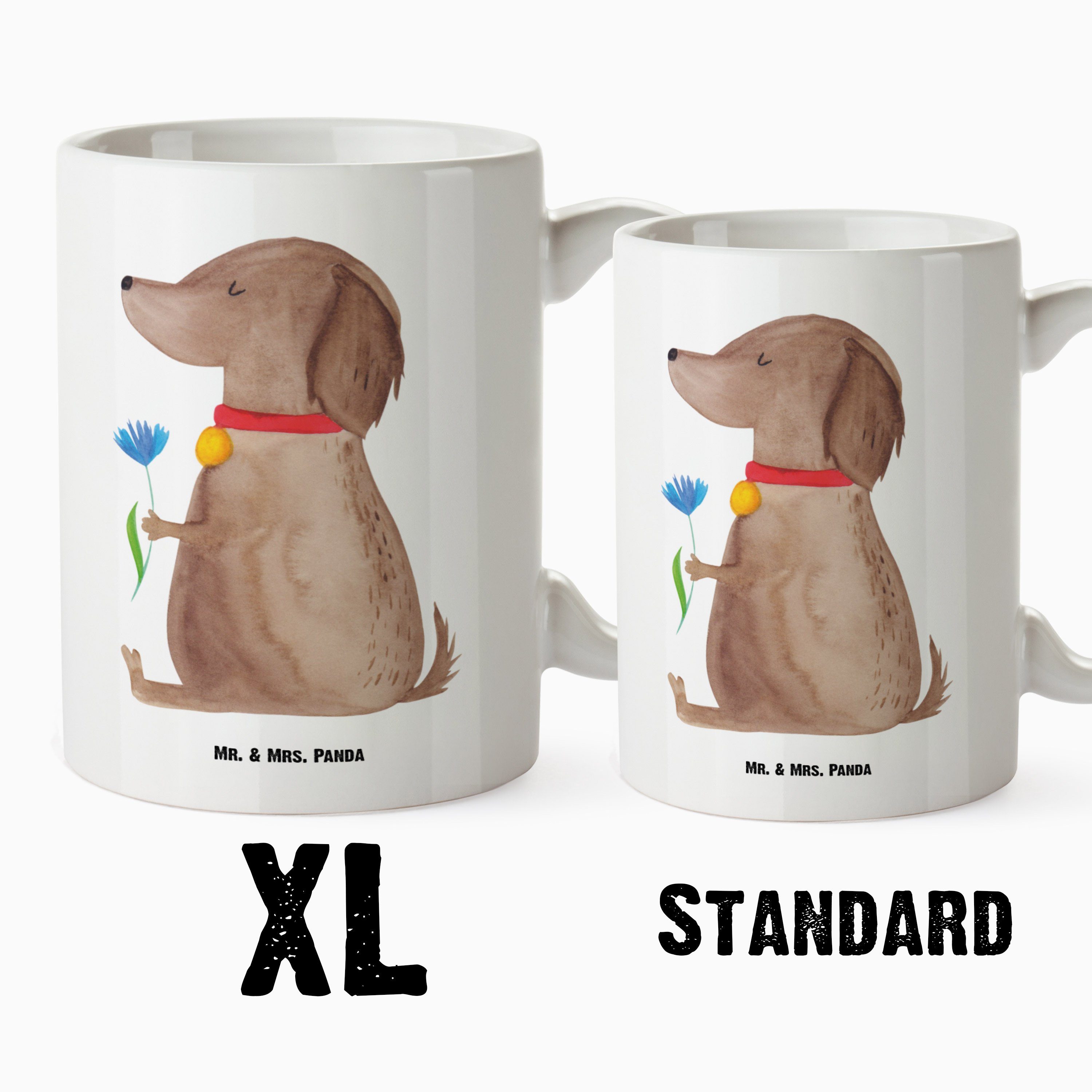 Mr. & Mrs. Panda Kaffeetasse, XL - Hund Grosse Blume Tasse - Keramik Geschenk, Hundesp, Tasse Hundeliebe, Weiß