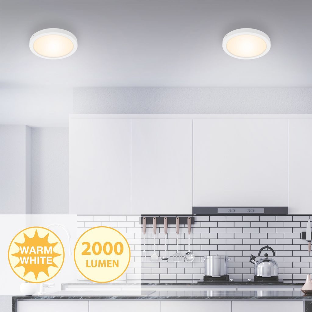 Briloner Leuchten LED Deckenleuchte 7141-016, LED fest integriert, 2700K - Extra-Warmweiß, Deckenlampe modern 21,4 W 2.000lm 3000K IP20 Ø30cm