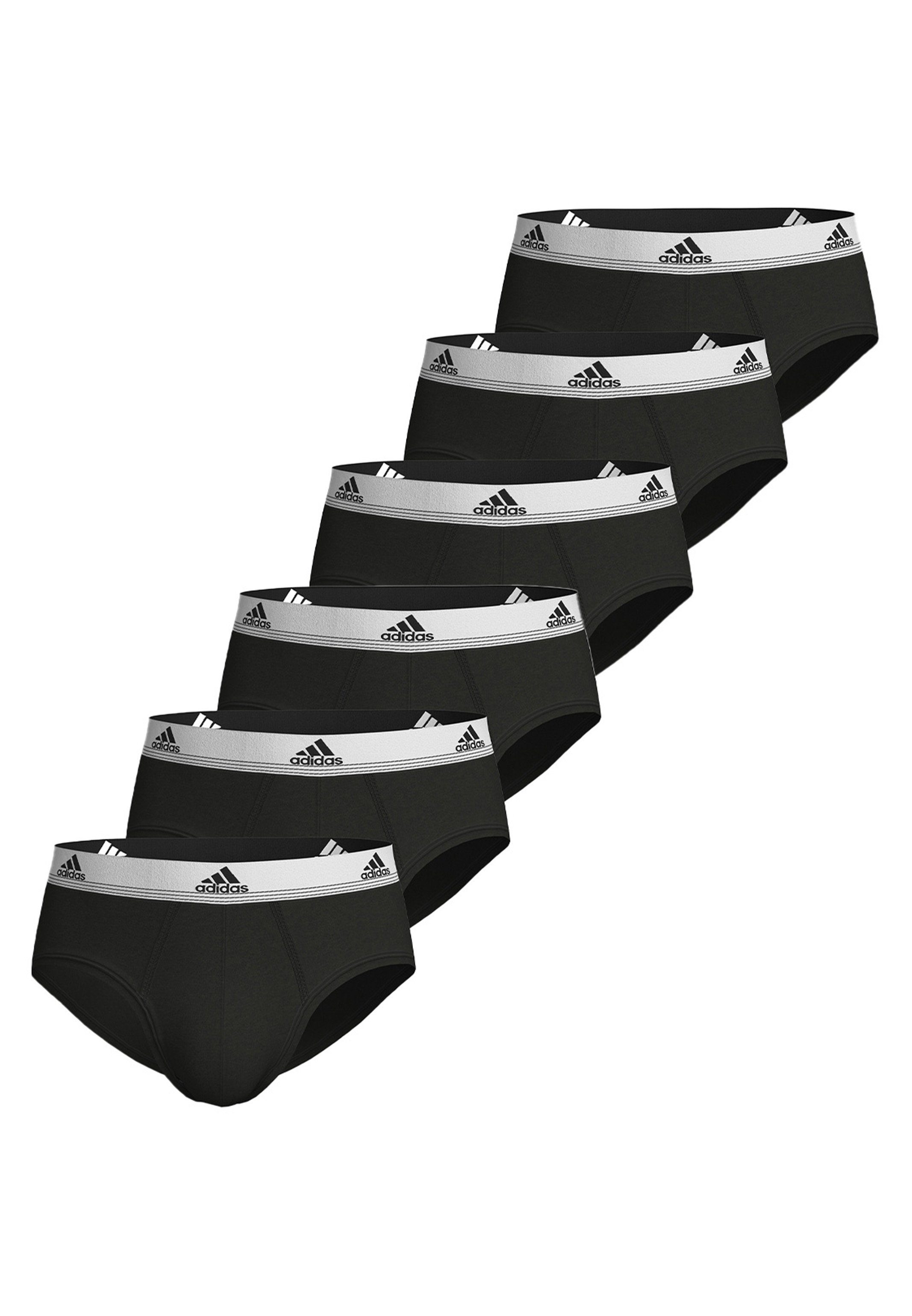 adidas Sportswear Slip 6er Pack Active Flex Cotton (Spar-Set, 6-St) Slip / Unterhose - Baumwolle - Ohne Eingriff - Weiche Nahtverarbeitung Schwarz (006)