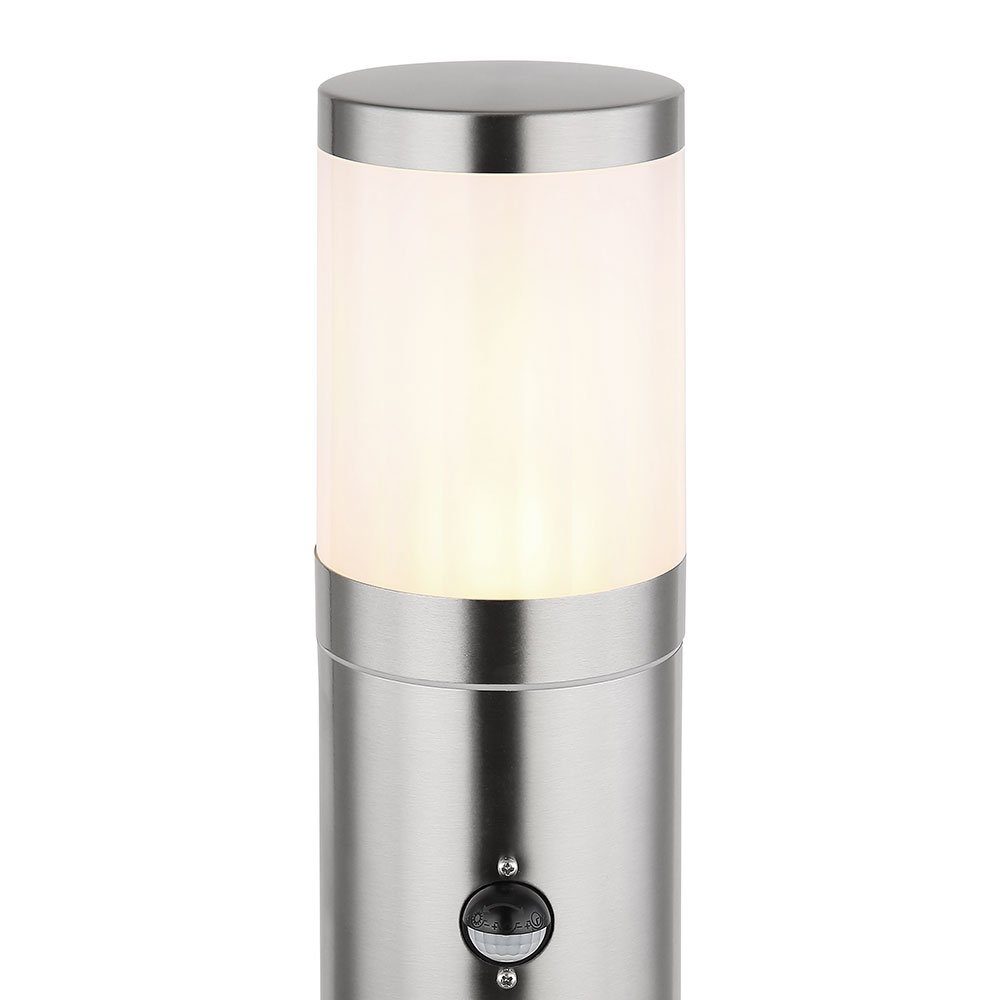 GLOBO LIGHTING Außen-Stehlampe, Leuchtmittel nicht inklusive, Stehleuchte Außenlampe Wegeleuchte Gartenlampe IP44 Sensor Edelstahl