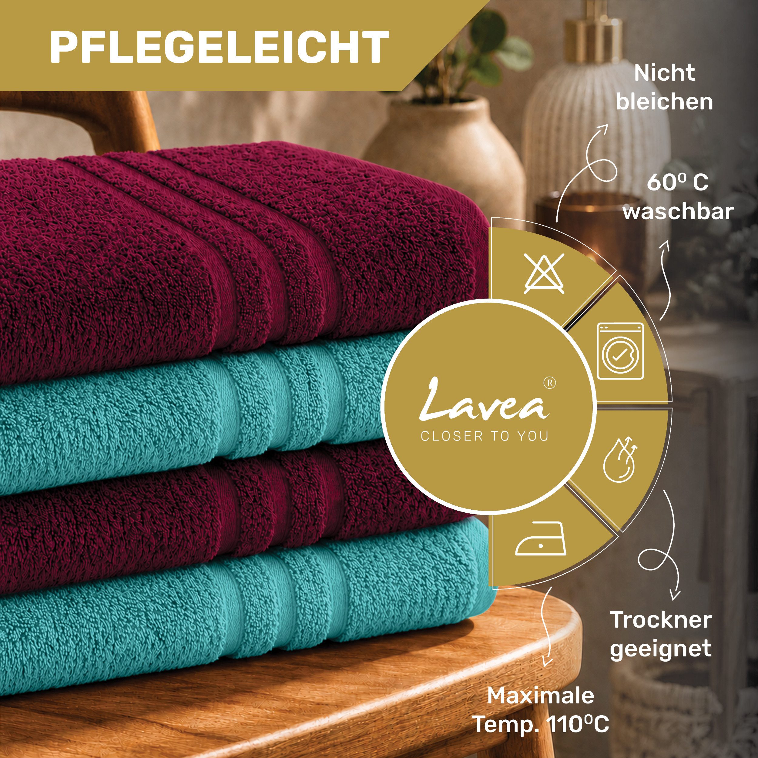 Lavea Handtücher 8er Handtuch Set 50x100 cm, Sporthandtuch, Badetuch, (Frottierserie Elena), Saugstarke & weiche Gästetücher, Handtuch Set – Bild 2 von 5