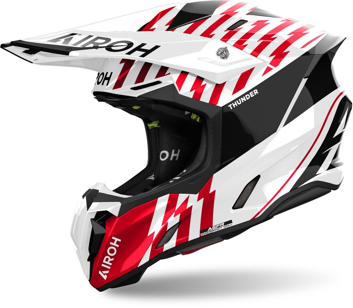 Airoh Motocrosshelm Twist 3 Thunder Motocross Helm, vorbereitet für Kommunikationssystem,Notfallsystem-Polsterung (EQ