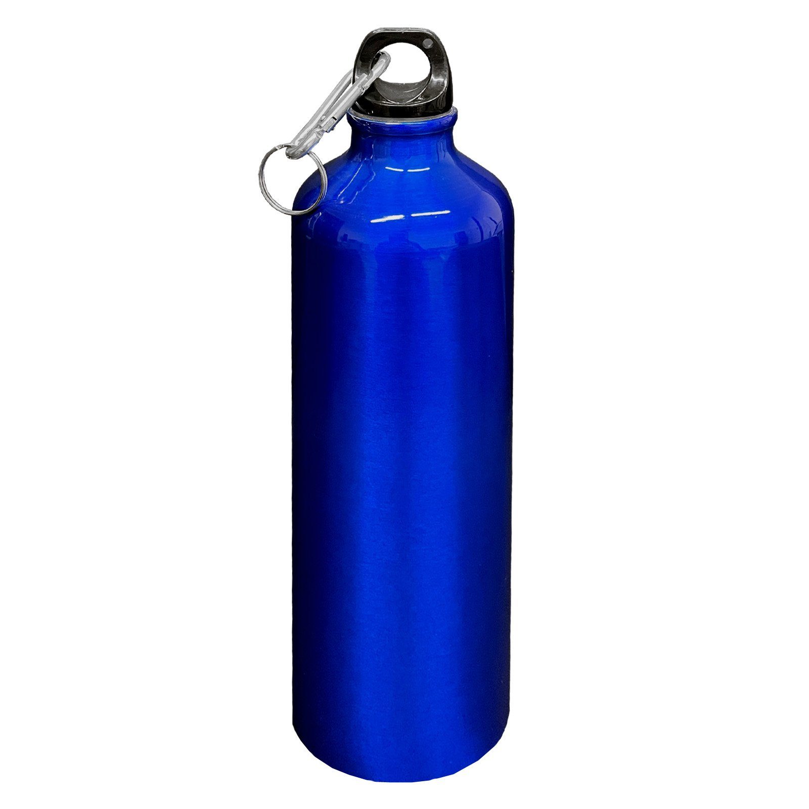 HAC24 Trinkflasche Aluminium Wasserflasche Alu Sportflasche Fahrradflasche Aluflasche, 0,75l, mit Karabiner blau