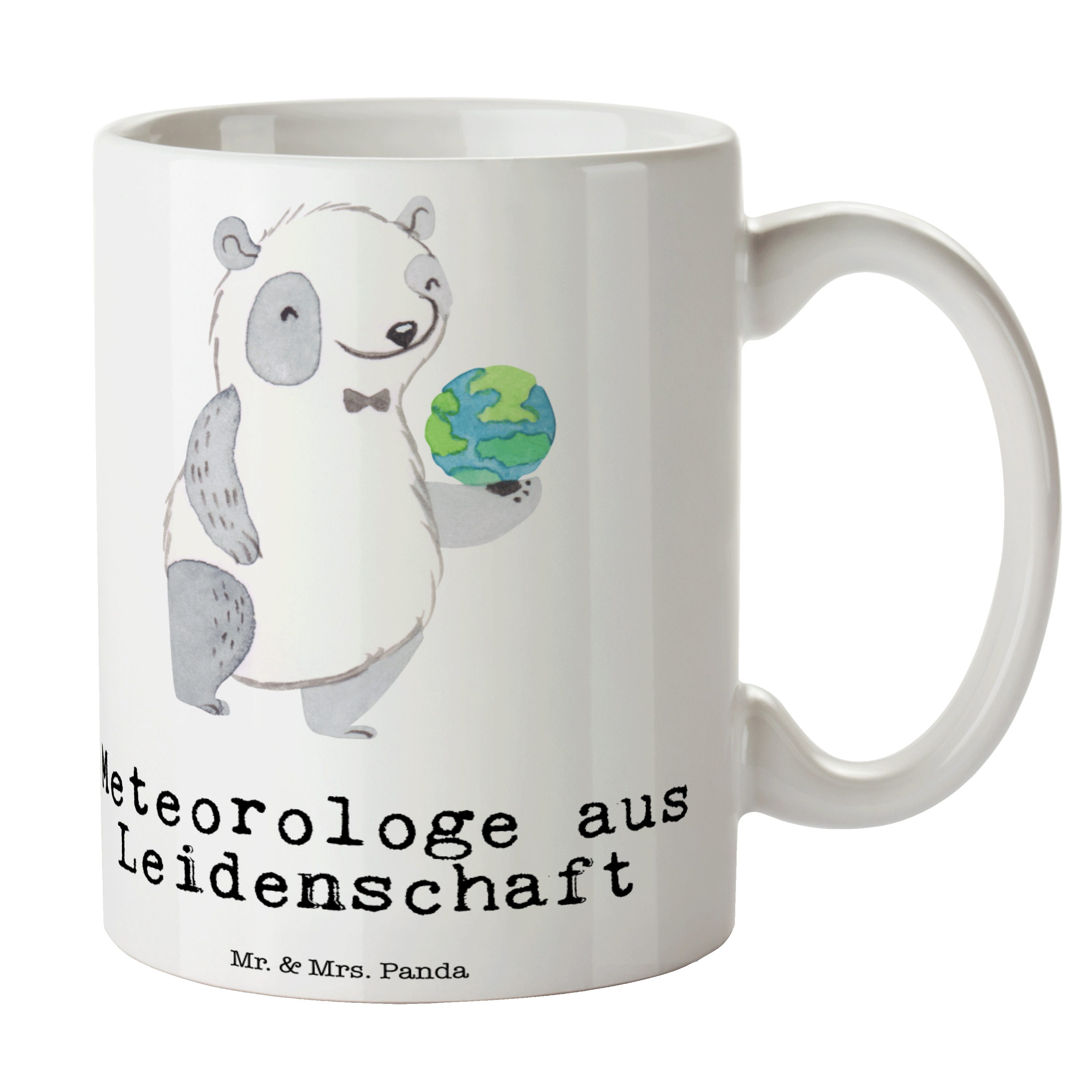 Mr. & Mrs. Panda Tasse Meteorologe aus Leidenschaft - Weiß - Geschenk, Schenken, Büro Tasse, Keramik