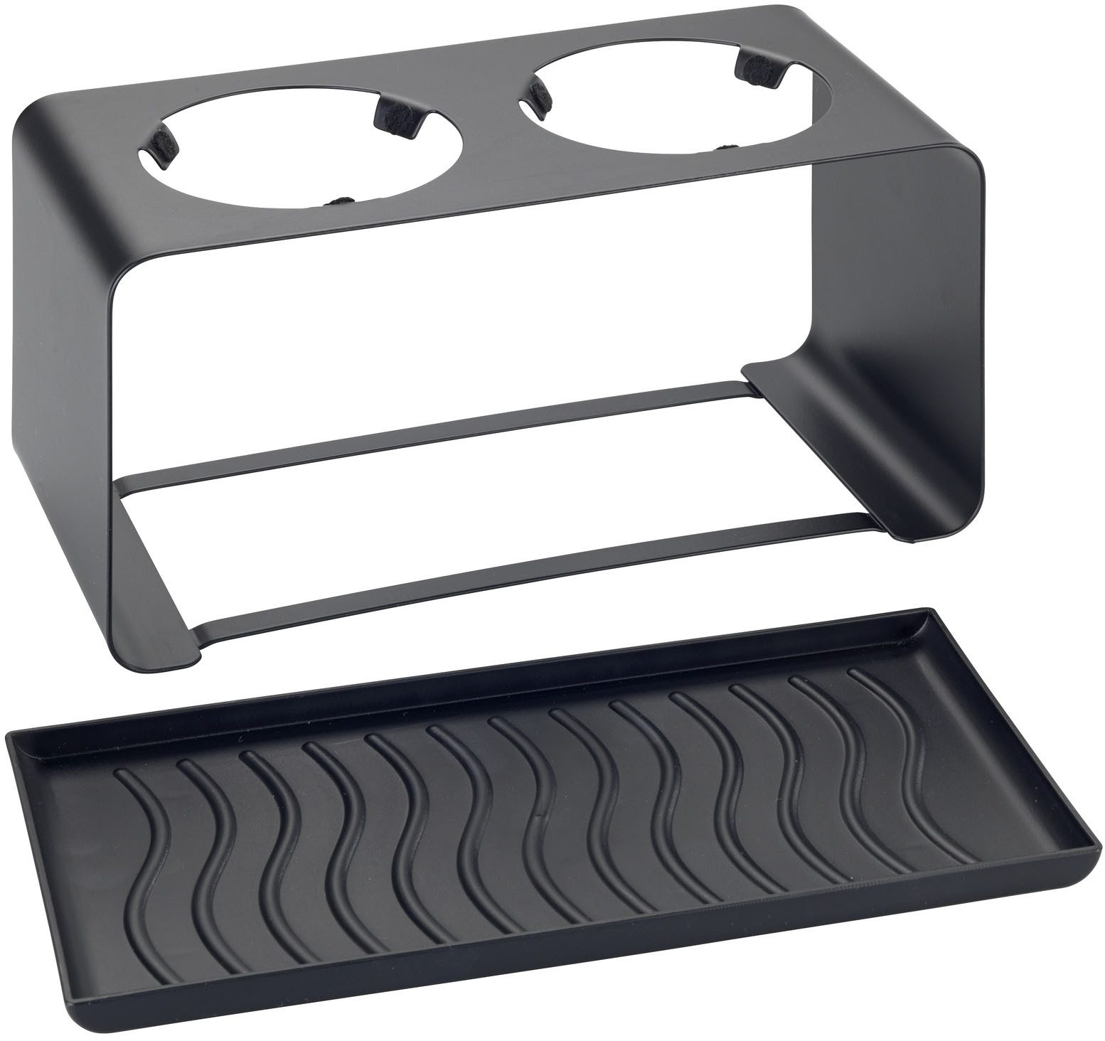 WENKO Flaschenhalter Modell Wave, für 2 Flaschen, mit herausnehmbaren Abtropftablett