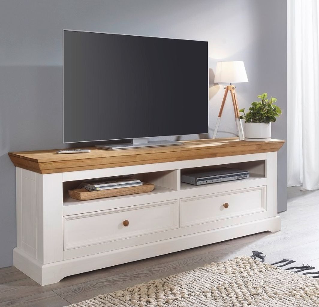 Main Möbel TV-Schrank 169cm "Zürich" Kiefer massiv weiß