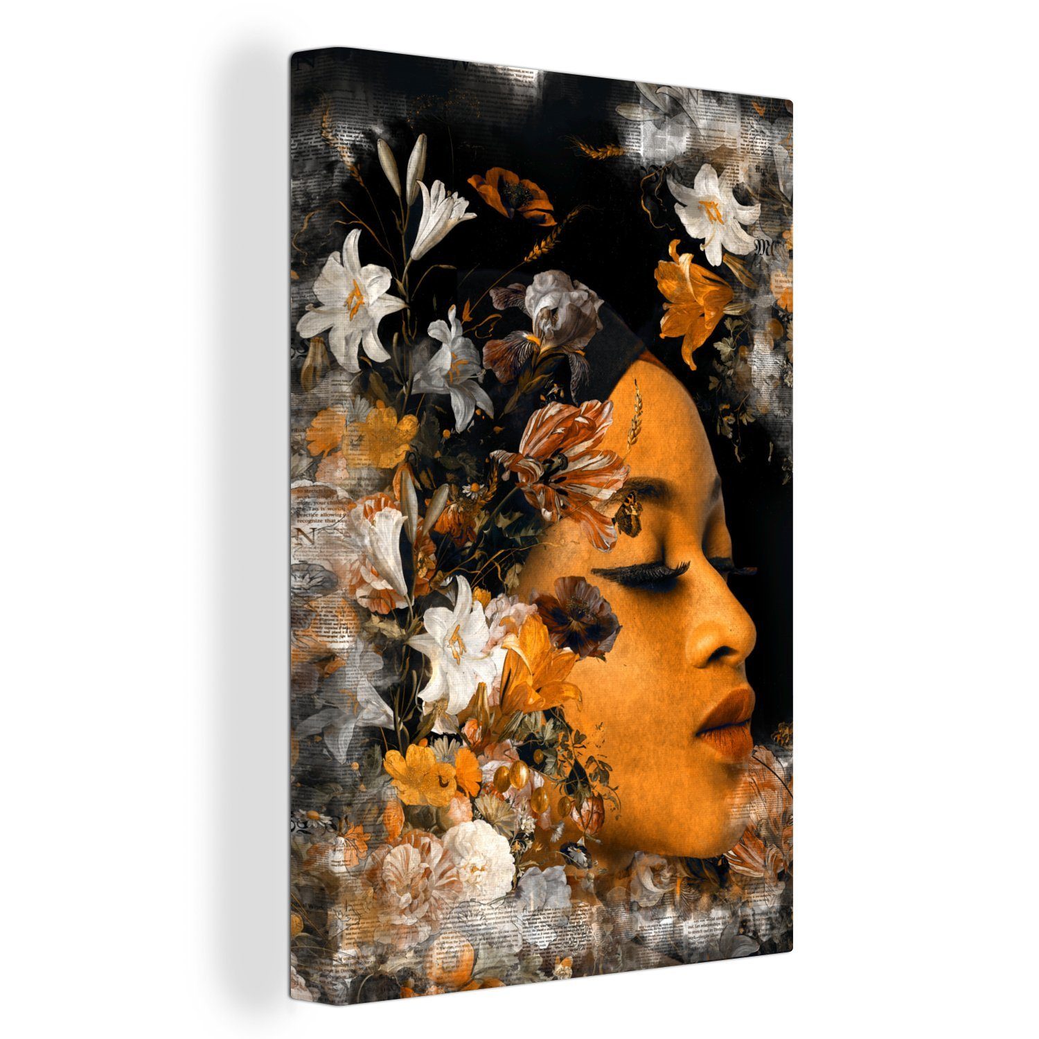 OneMillionCanvasses® Leinwandbild Frau - Gold - Natur, (1 St), Leinwandbild fertig bespannt inkl. Zackenaufhänger, Gemälde, 20x30 cm