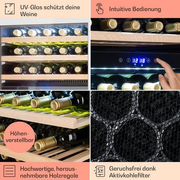 Klarstein Weinkühlschrank Vinsider 35D, für 41 Standardflaschen á 0,75l,2 Zonen Wein Flaschenkühlschrank Weintemperierschrank Weinschrank