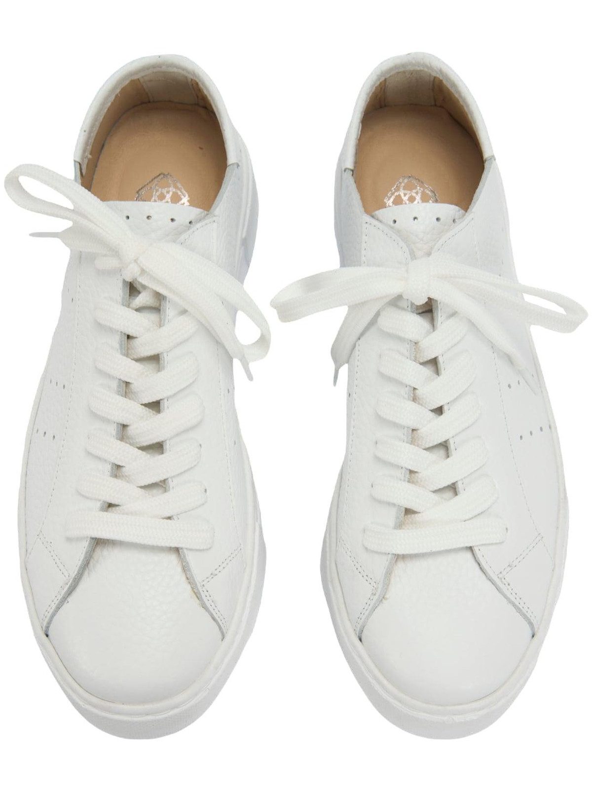 Desa Damen-Sneaker aus Leder – Elastische Schnürsenkel, flacher Absatz Mokassin