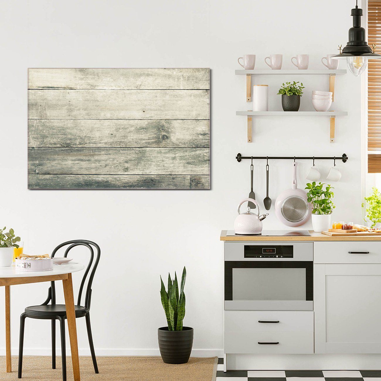 banjado Magnettafel Glas Graue Planken, (gehärtetes Glas, 4 Magnete inklusive)