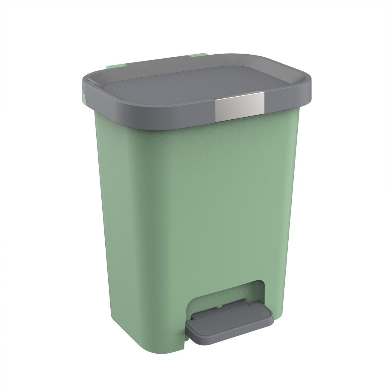 Engelland Mülleimer Abfalleimer 25 L mit Deckel und Pedal, Treteimer, Soft-Close, verschließbarer Deckel, rutschfeste Füße