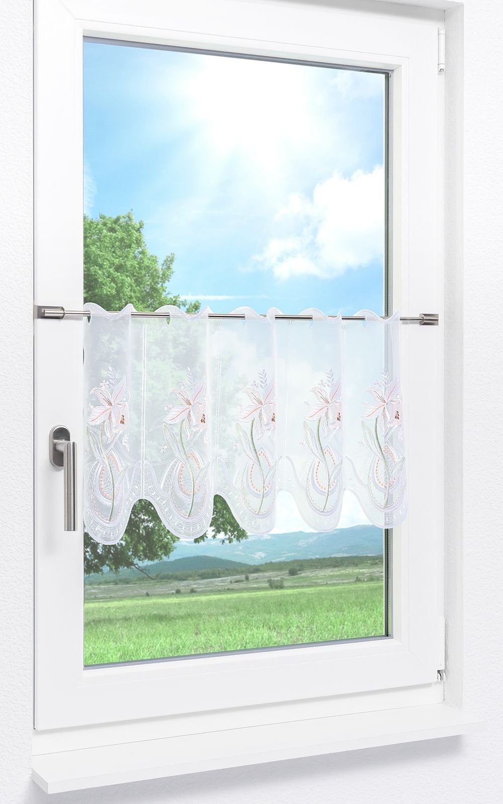 Plauener Spitze® Scheibengardine Orchideen, (1 St), günstig online kaufen