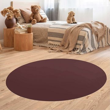 Teppich Vinyl Wohnzimmer Schlafzimmer Flur Küche Einfarbig modern, Bilderdepot24, rund - rot glatt, nass wischbar (Küche, Tierhaare) - Saugroboter & Bodenheizung geeignet