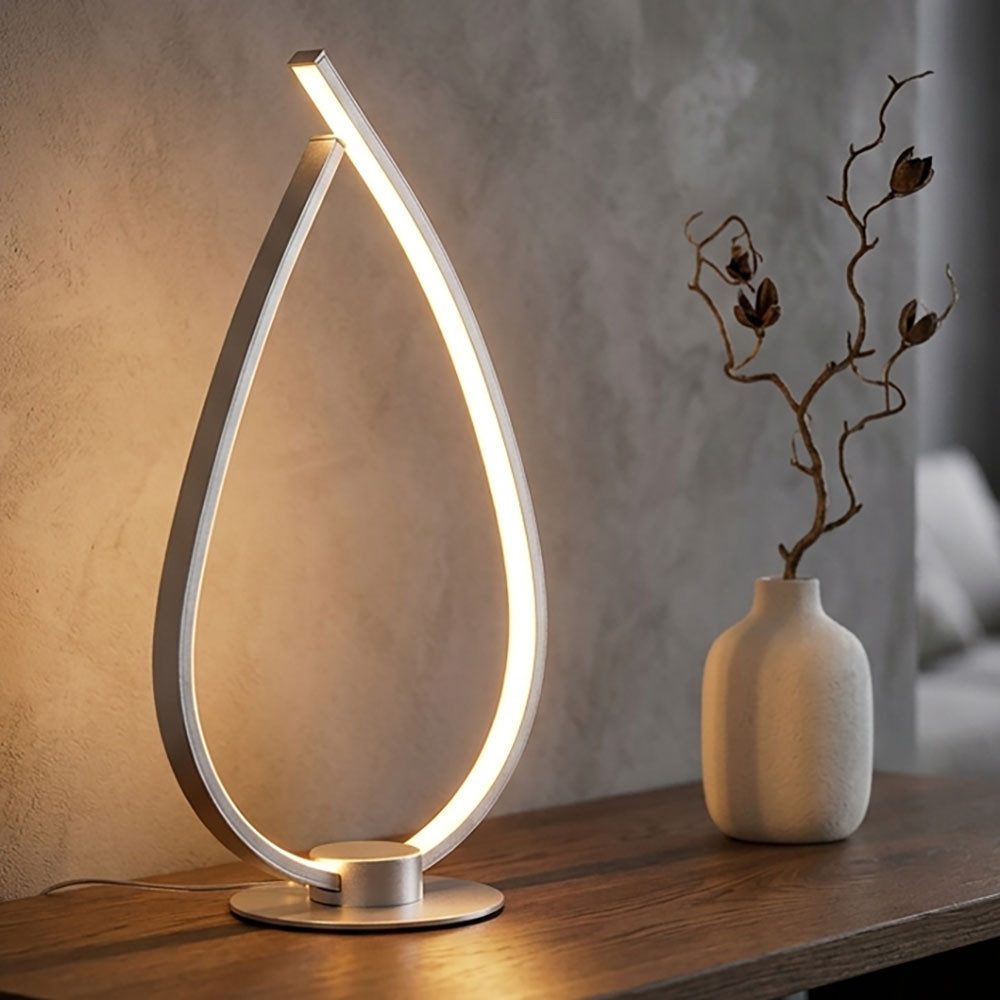 GLOBO LIGHTING LED Nachttischlampe, LED-Leuchtmittel fest verbaut, Warmweiß, Tischleuchte LED Leselampe Beistelllampe silber matt Schnurschalter H