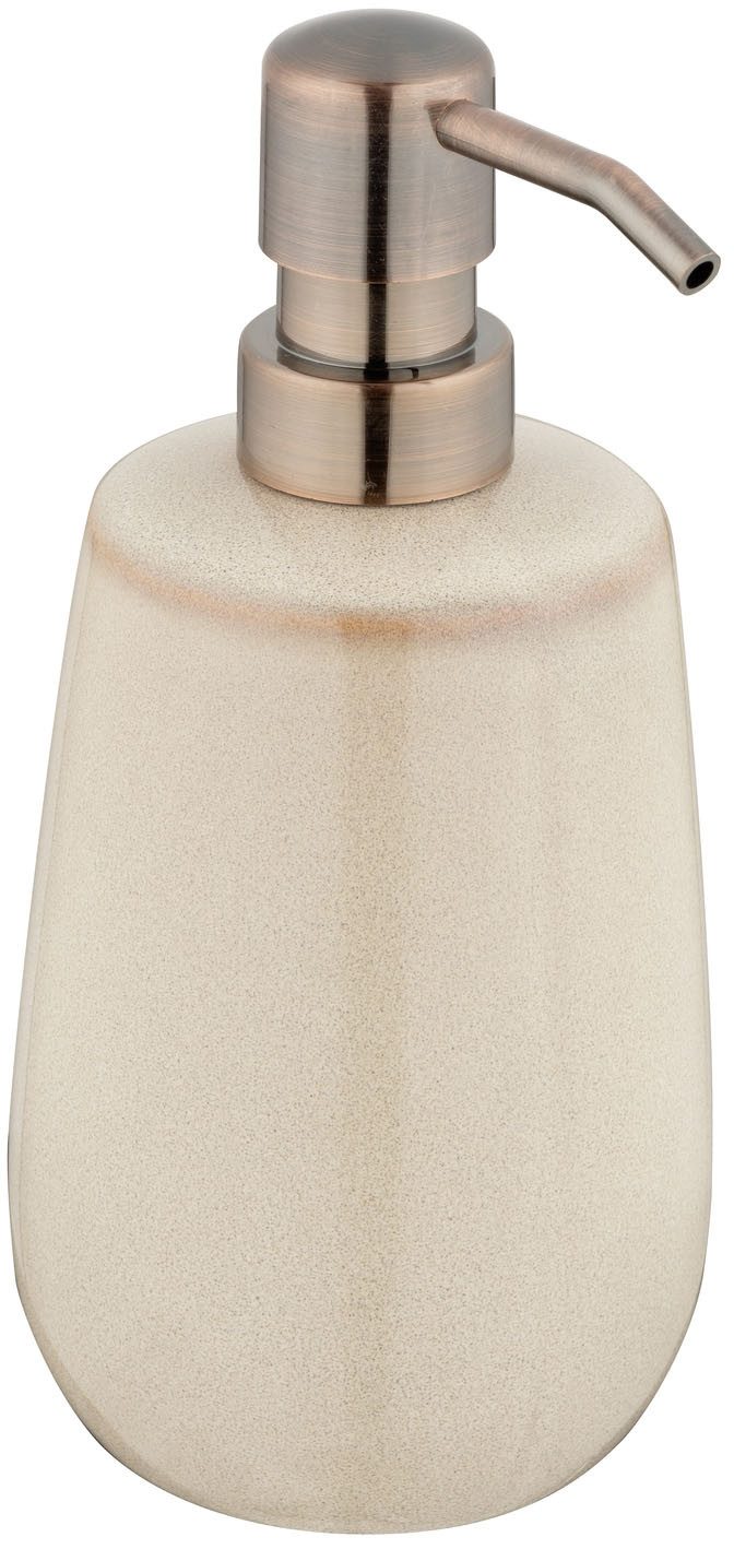 WENKO Seifenspender Sirmione, für Flüssigseife aus Keramik mit Kupferakzent