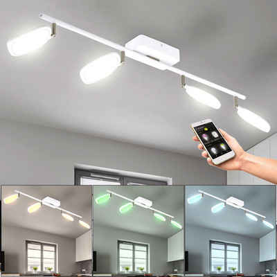 etc-shop Smarte LED-Leuchte, Smart RGB LED Decken Leuchte DIMMBAR Wohn Zimmer Spot Leiste verstellbar Tageslicht Lampe steuerbar per Handy