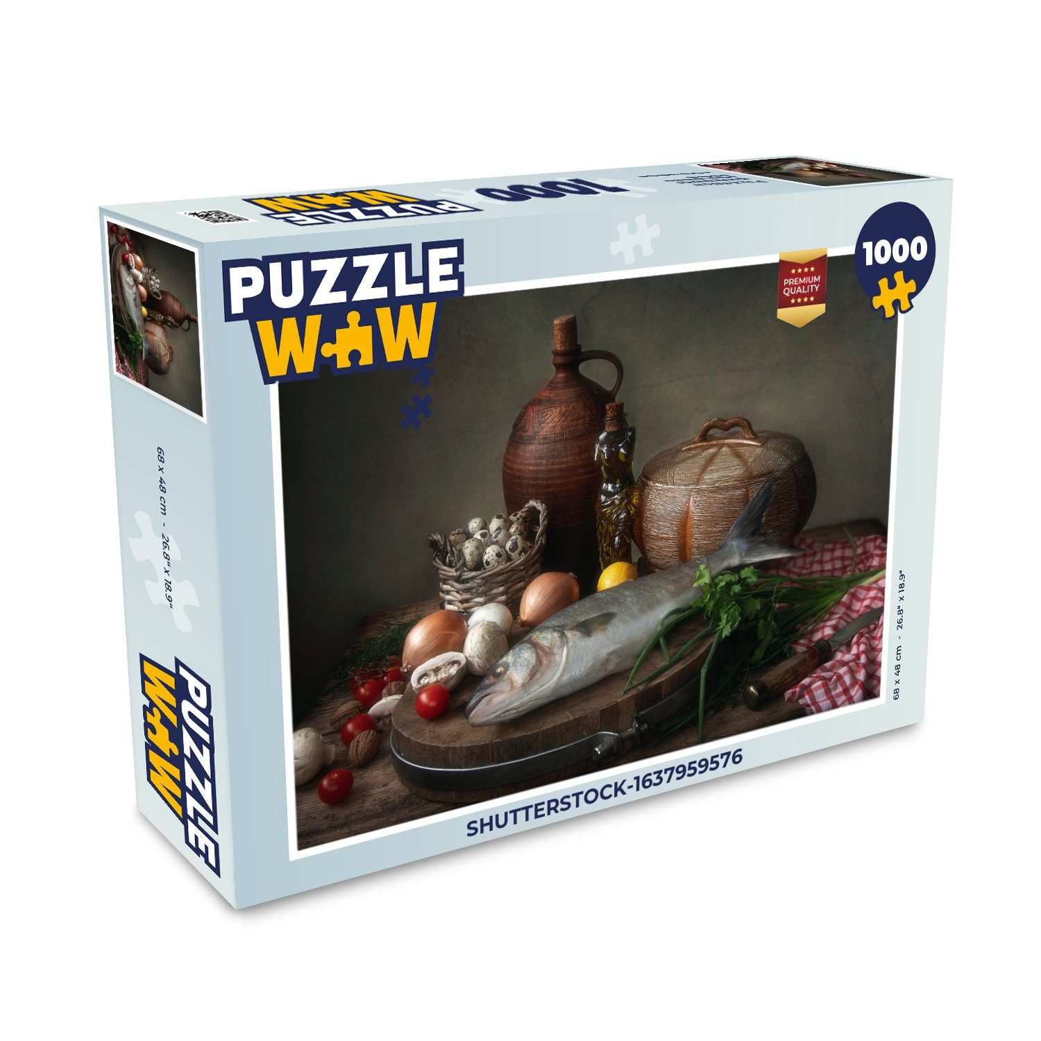 Puzzle Rustikal - Fisch - Stilleben - Gemüse - Kräuter