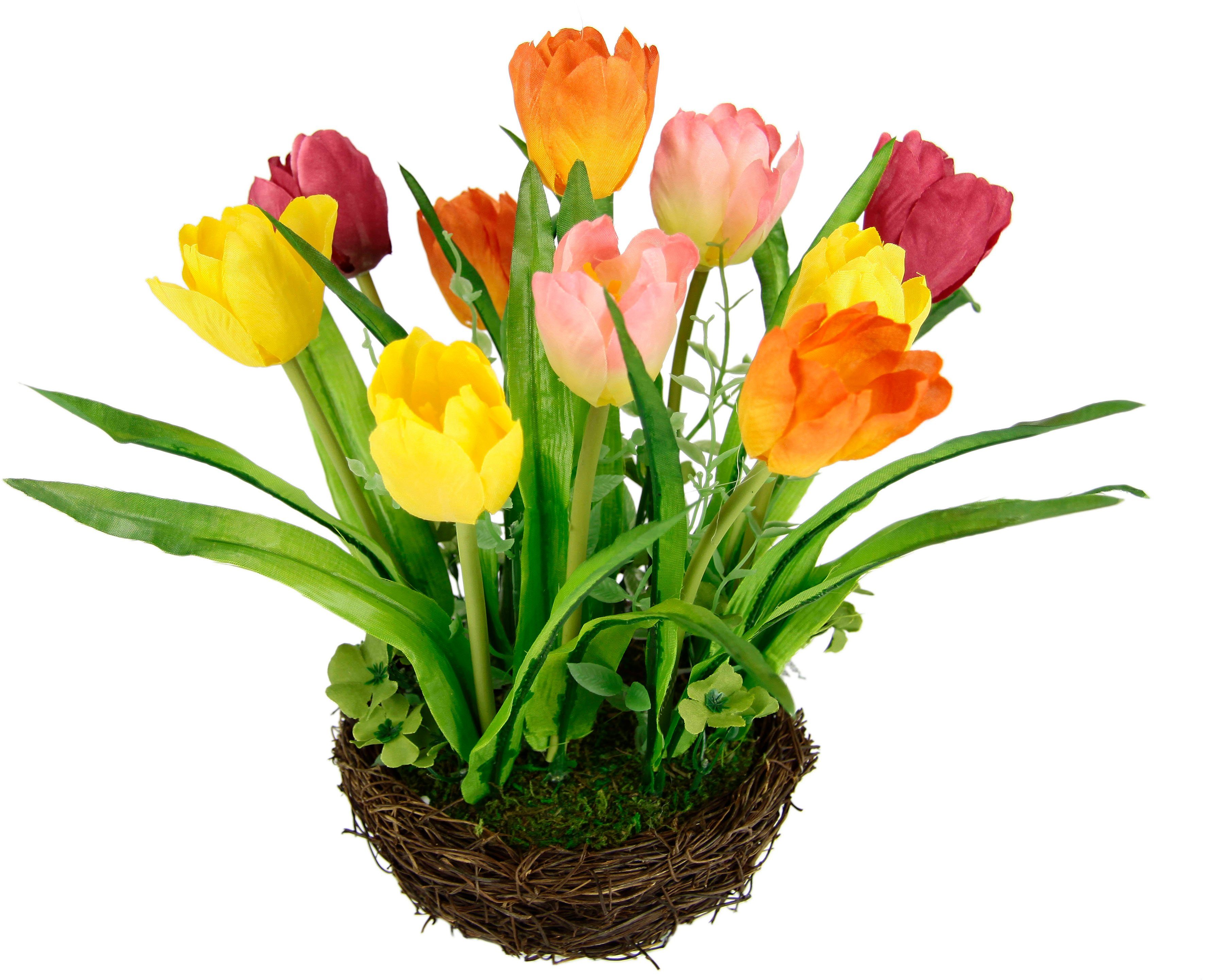 Kunstblume Gesteck Tulpe, I.GE.A., Höhe 29 cm, Künstliche Pflanze Ostern Blüten Hochzeit Tischdeko Zimmerpflanze