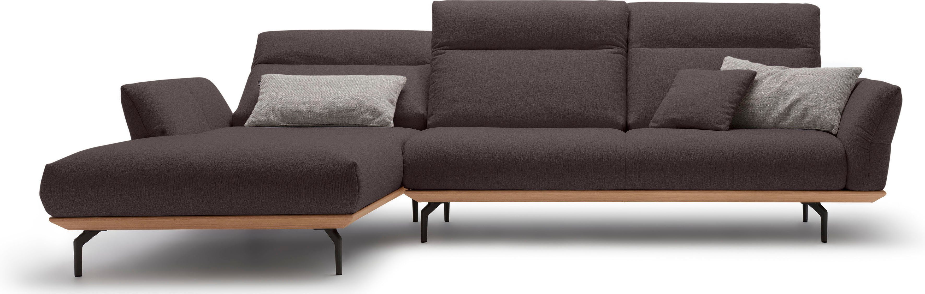 hülsta sofa Ecksofa hs.460, Sockel in Eiche, Winkelfüße in Umbragrau, Breite 318 cm | Ecksofas