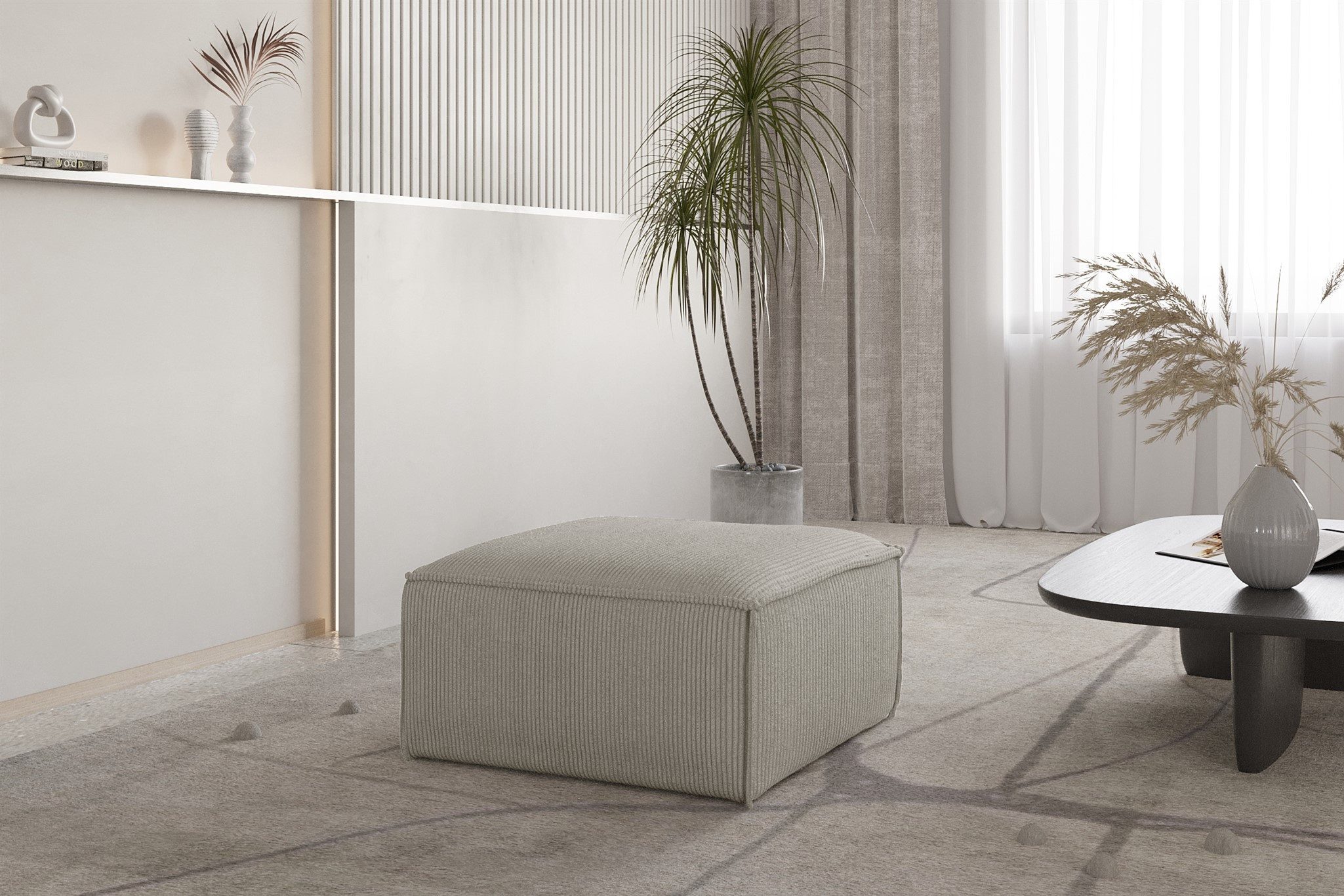 Fun Möbel Polsterhocker Designerhocker CELES PREMIUM in Stoff Scala (85x85x40 cm oder 65x65x40 cm), in 2 Größen