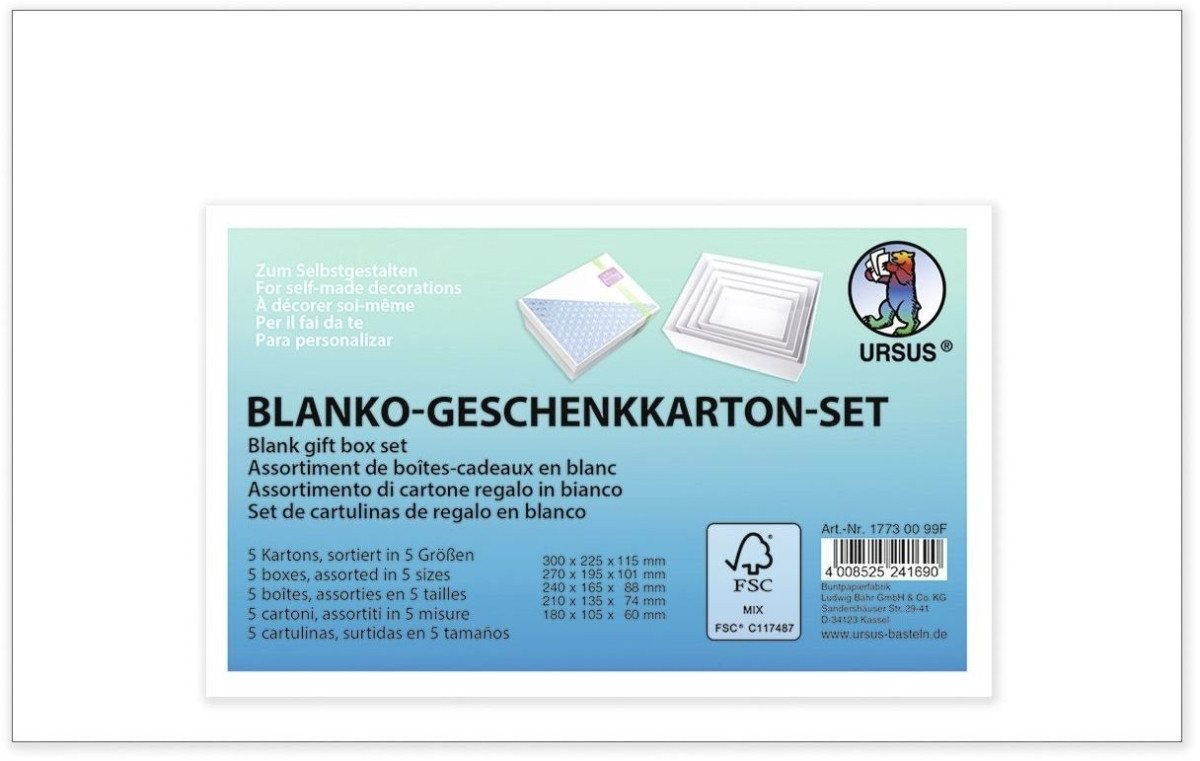 Thumbnail - Ursus - Ludwig Bähr Motivpapier Geschenkkarton-Set blanko VE=5 Stück Rechteckig