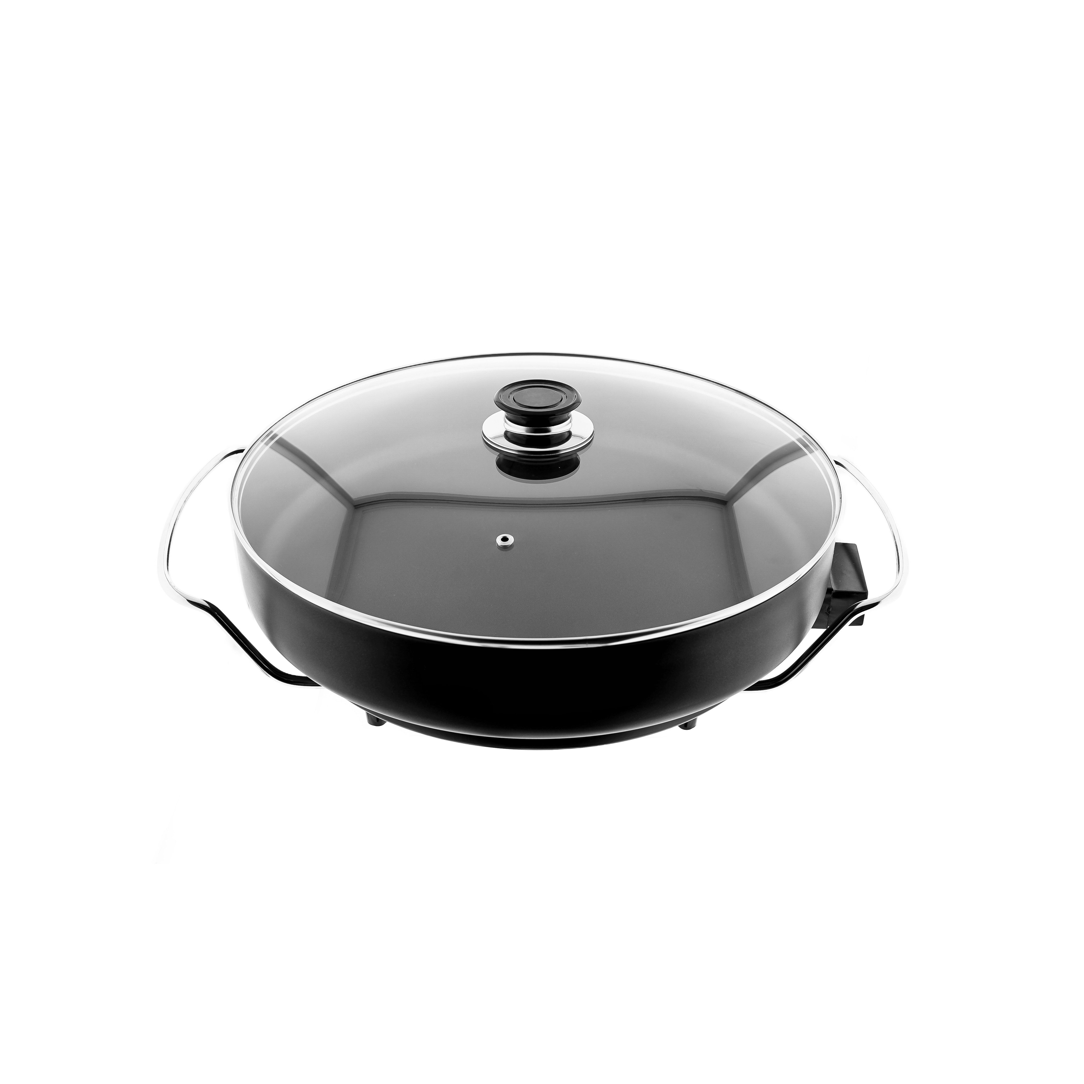 COFI 1453 Elektrische Pizzapfanne Elektrische Multifunktionspfanne Grillpfanne 40 x 7 cm Schwarz