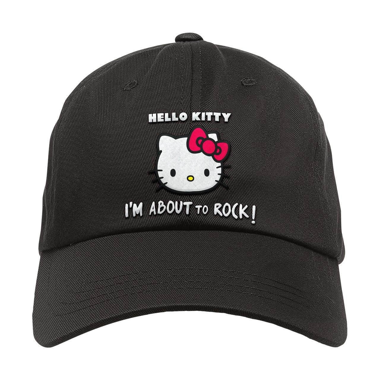Metal Kids Baseball Cap mit Hello Kitty (About to Rock) Aufdruck für Kinder (2-14 J) Druckknopf zum einfachen lösen und einstellen